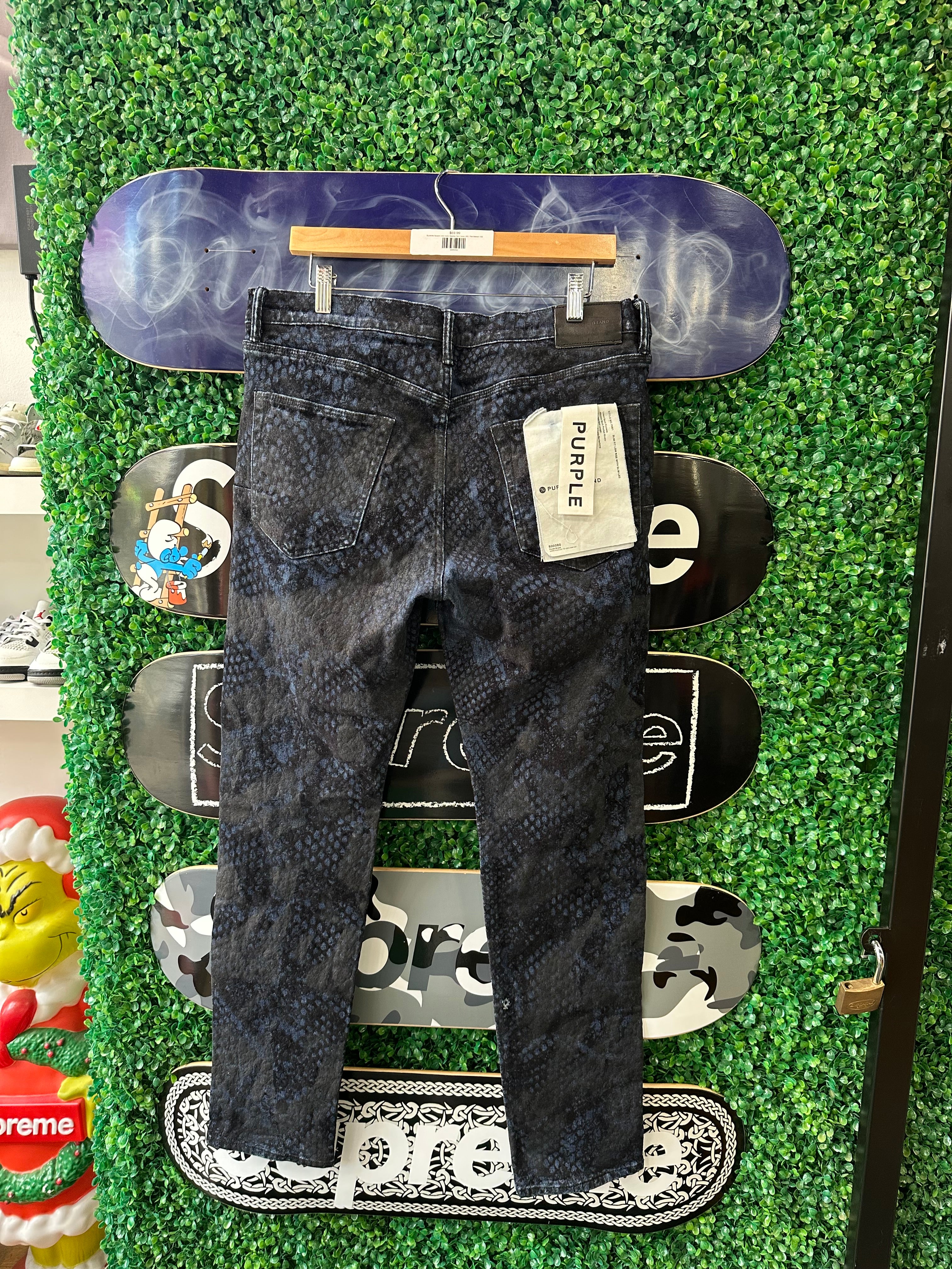 PURPLE BRAND ストーン装飾 ブラックデニム 30 Purple Brand