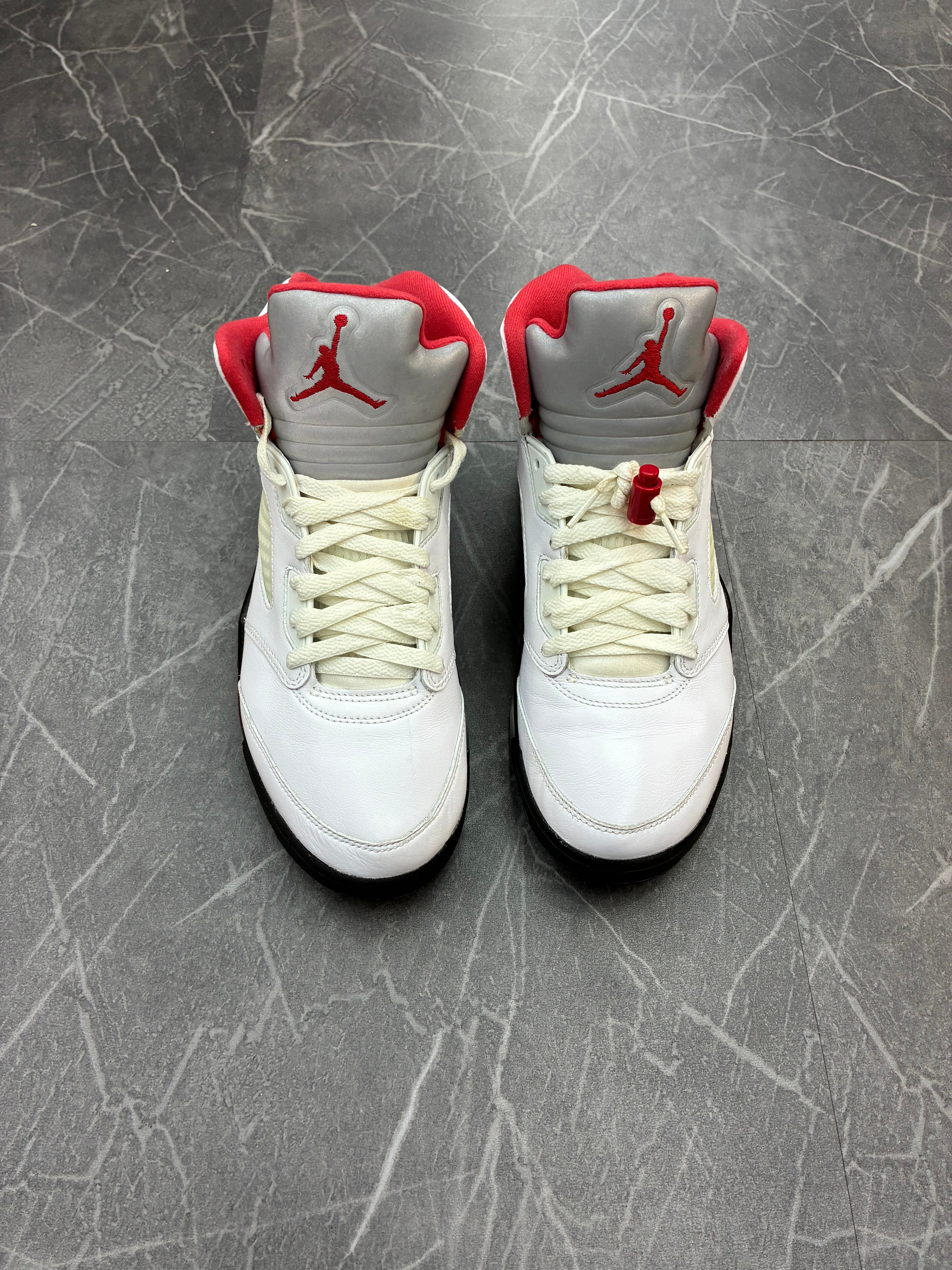 Jordan 5 Fire Red Silver Tongue