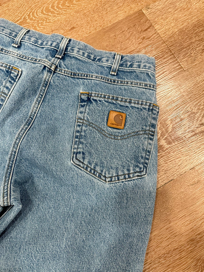 1990s Carhartt Denim Work Jeans Light Wash (34)