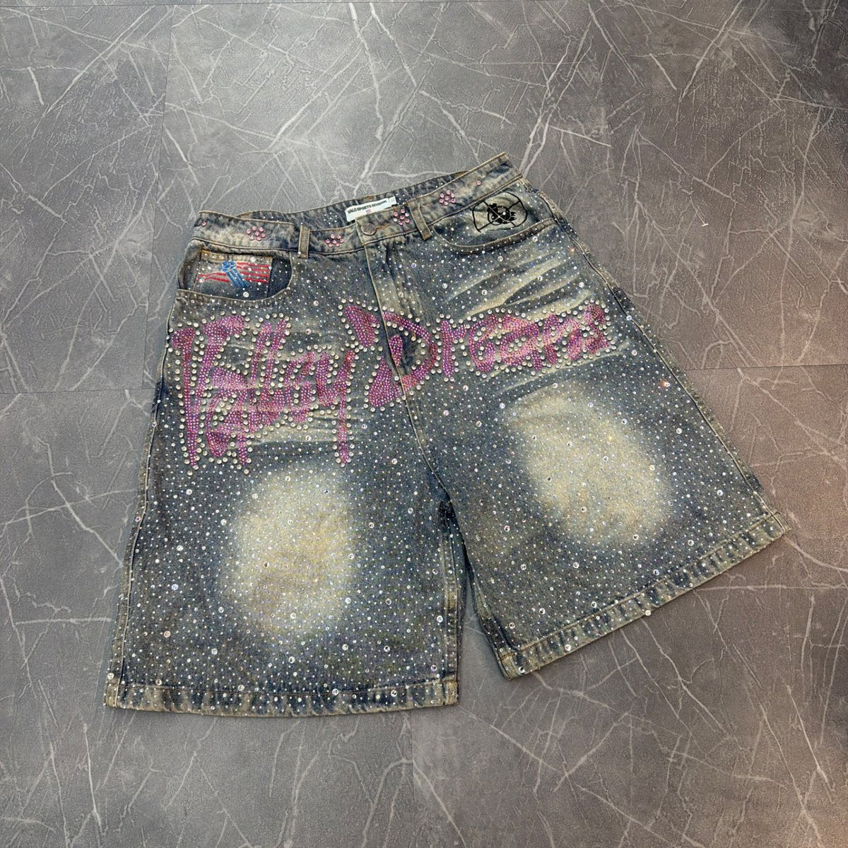 Vale Forever Iced Out Jorts 'Mid Blue' (Size 30) (Lightly Worn)