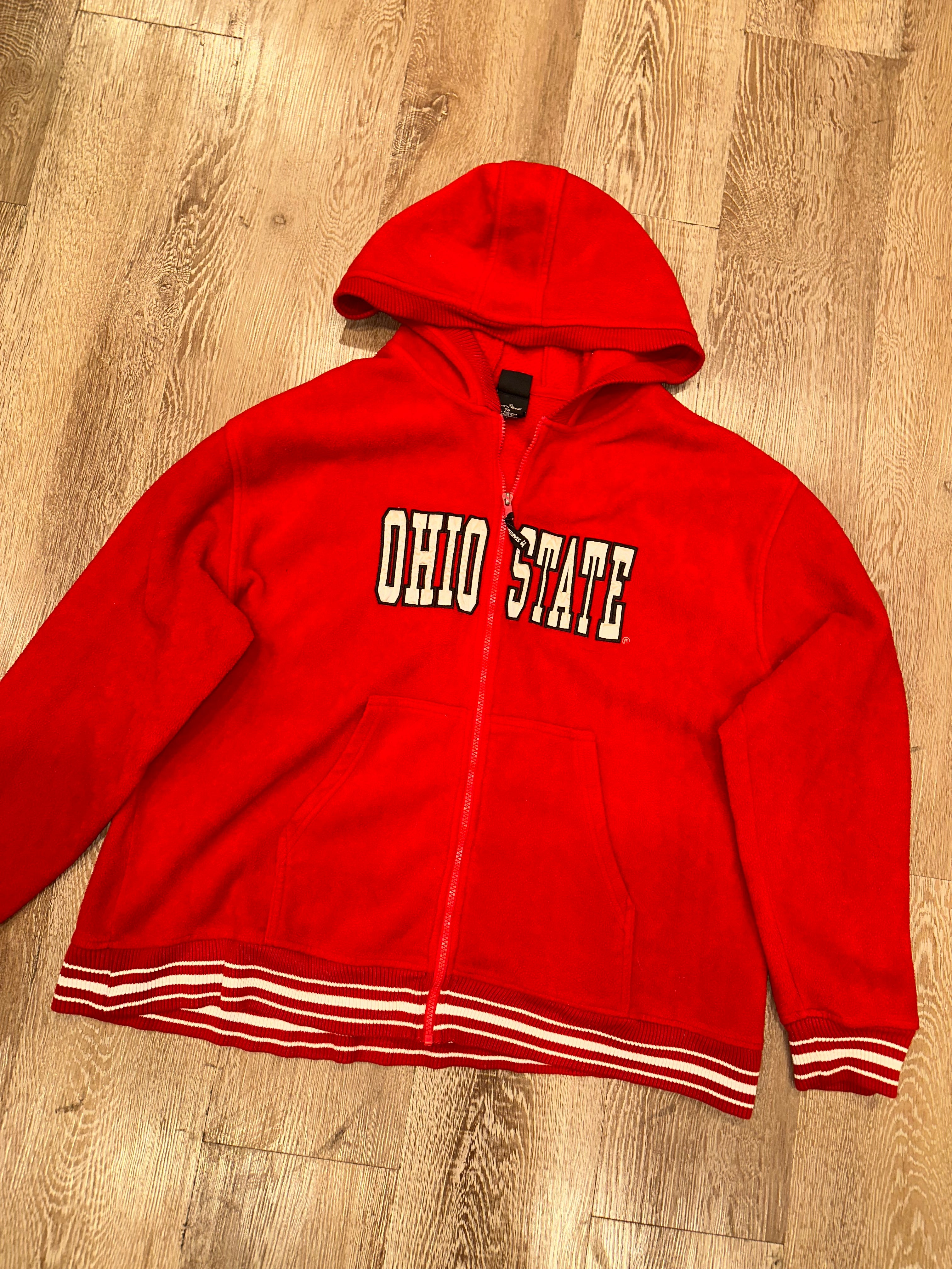 90s Starter Ohio State Zip Up Fleece Hoodie (XL)