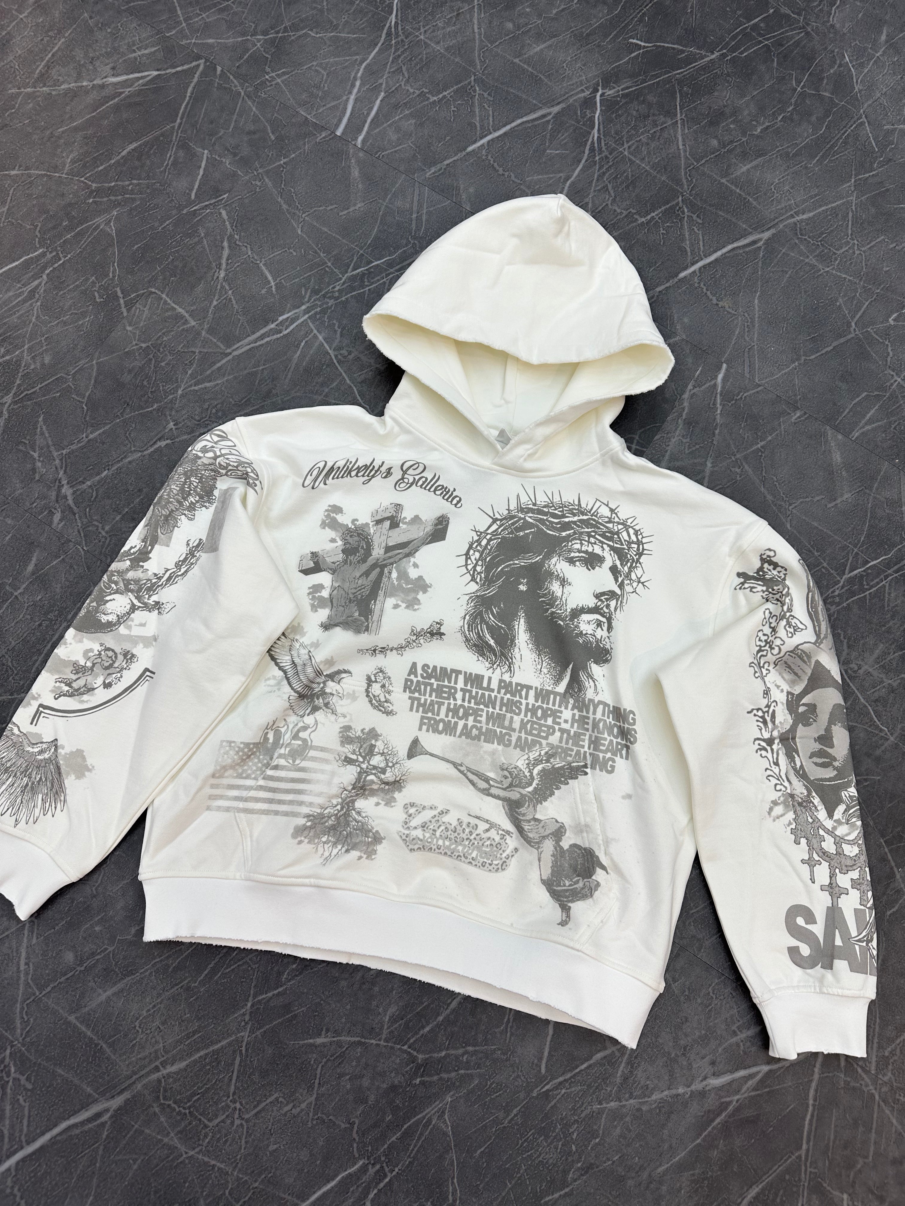 Unlikely Streetwear Jesus Pullover Hoodie “White”