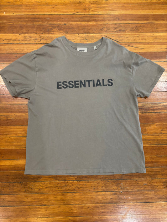 Essentials Front Logo Tee “Cement”