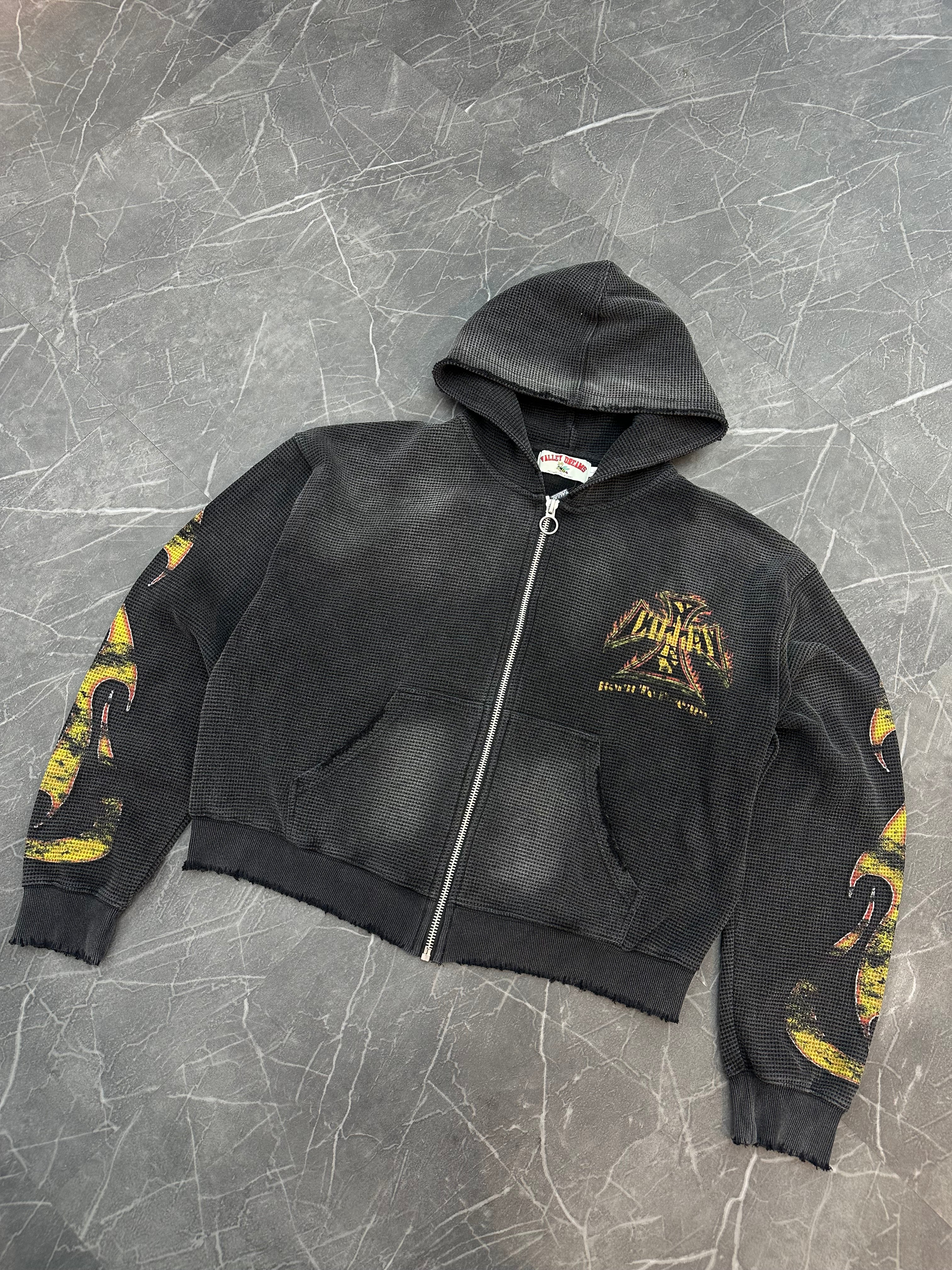 Vale Reborn Waffle Zip Up Black