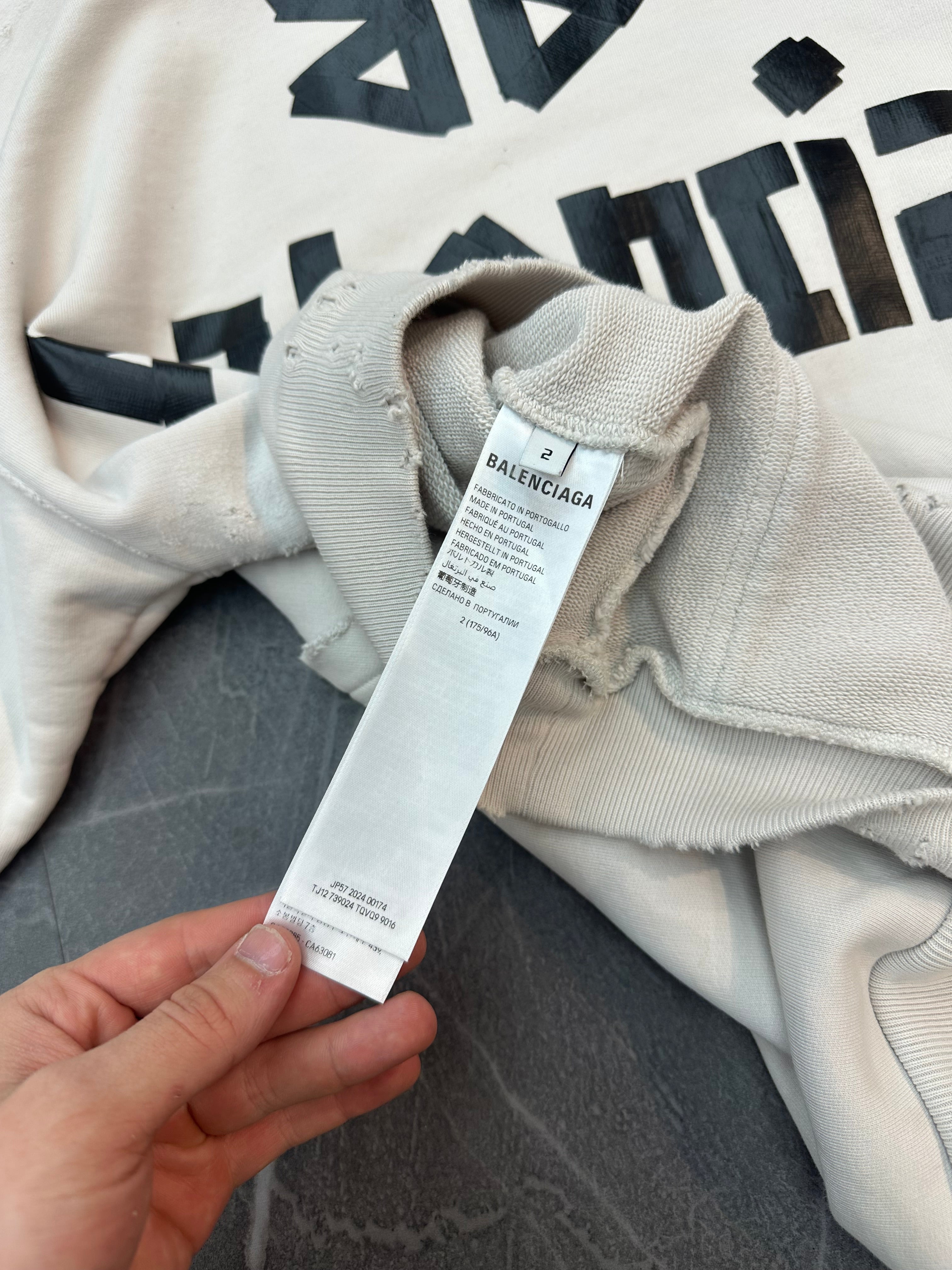 Balenciaga Tape Logo Hoodie White