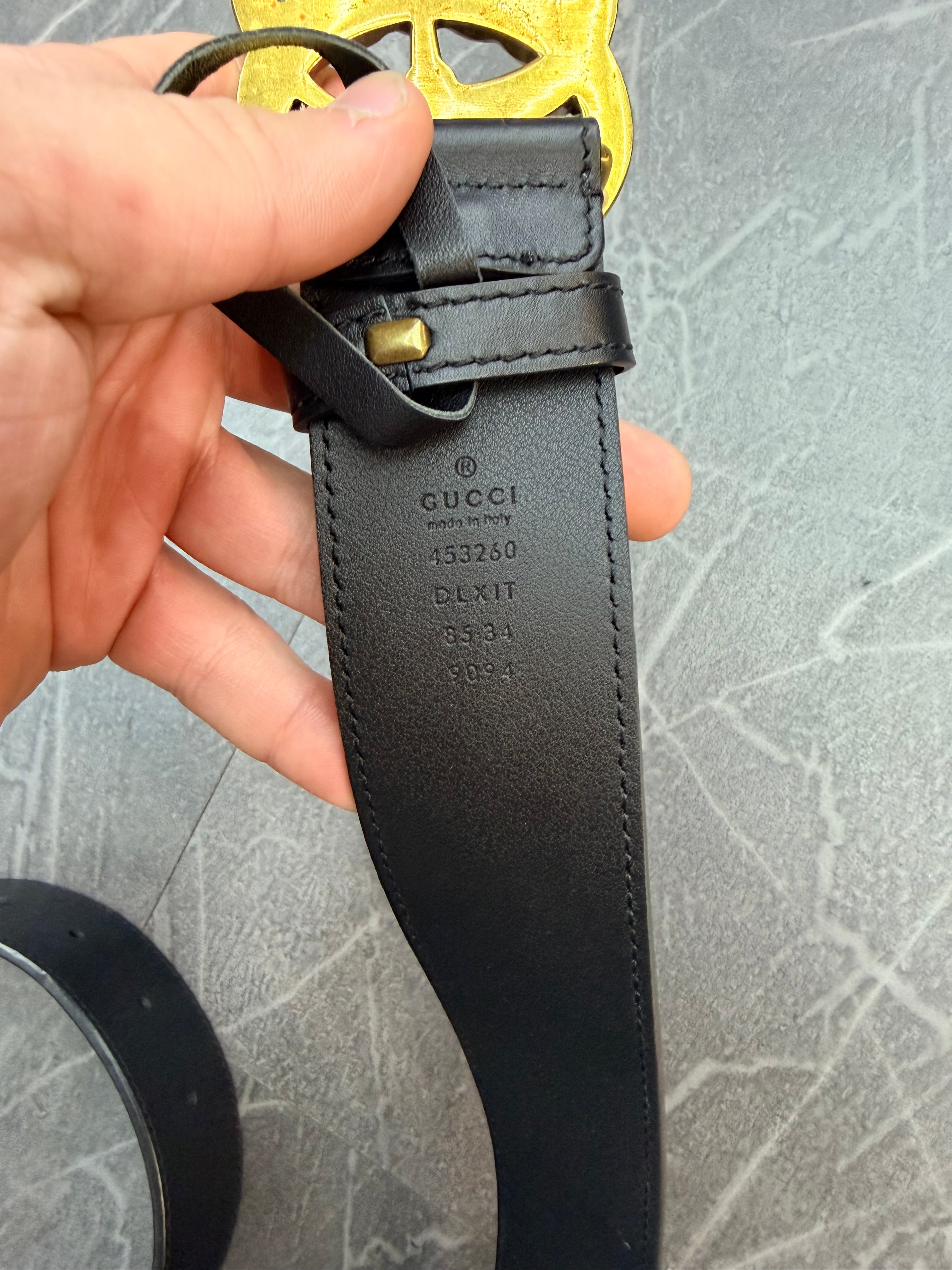 Gucci Faux Pearl Accents Leather Belt