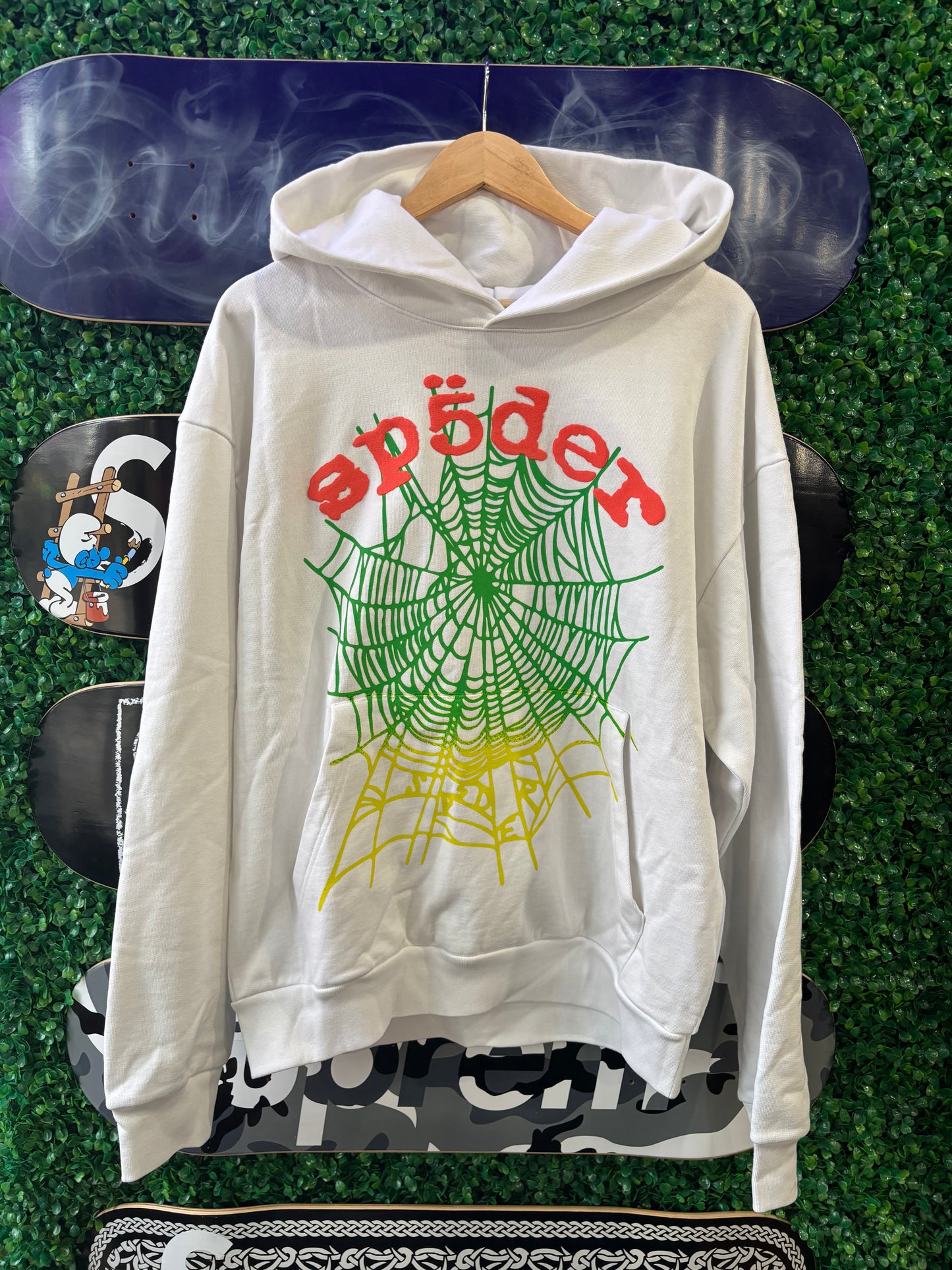 Sp5der OG Web V2 Gradient Hoodie “White”