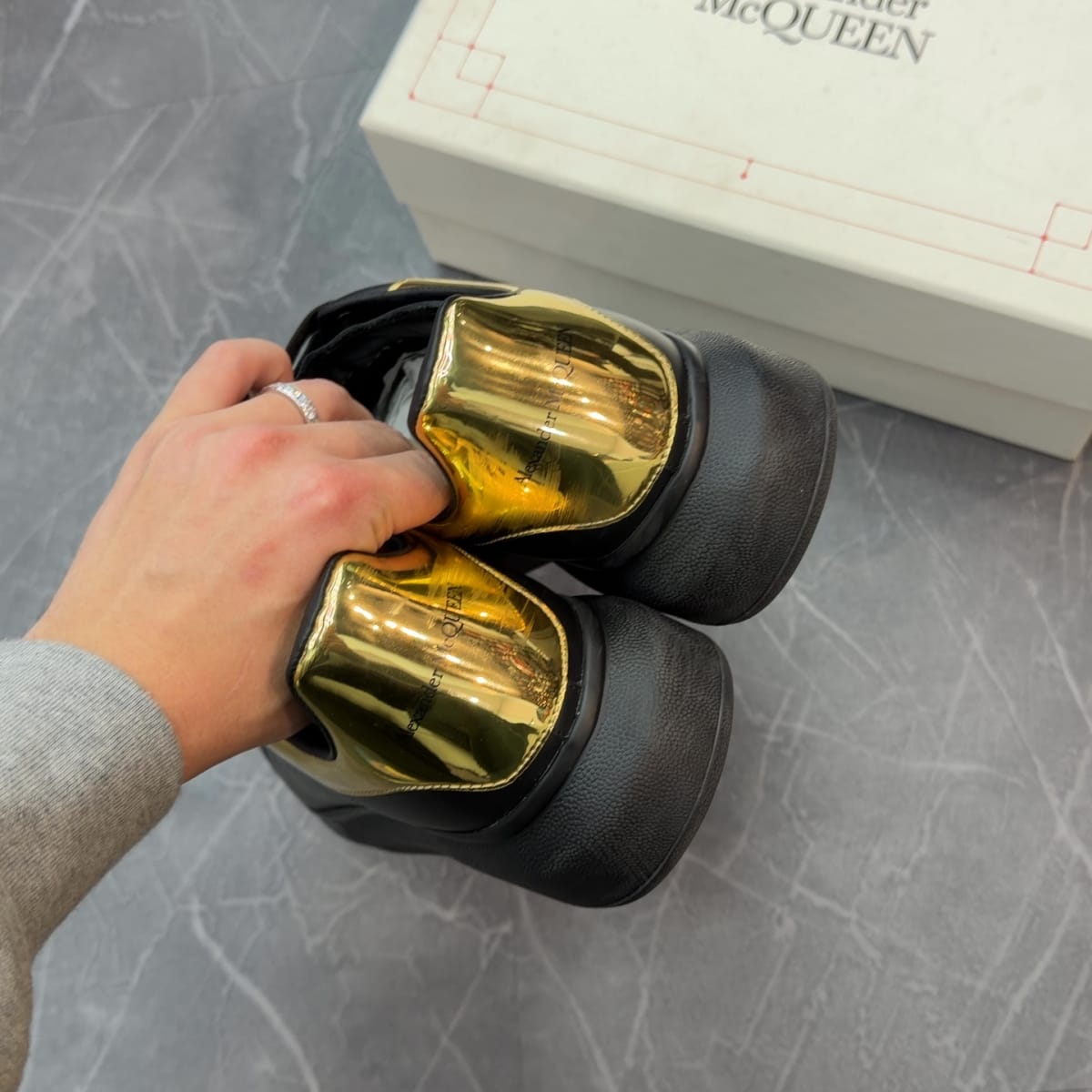 Alexander McQueen Oversized Black Gold Metallic (Size 43.5)