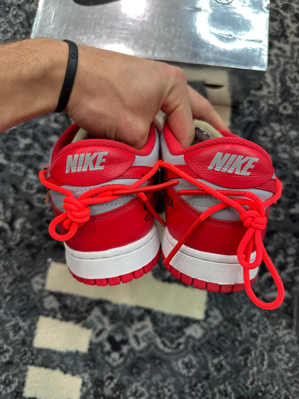 Nike Dunk Low Off White “University Red” (Size 10.5) (Lightly Worn) - Image 3