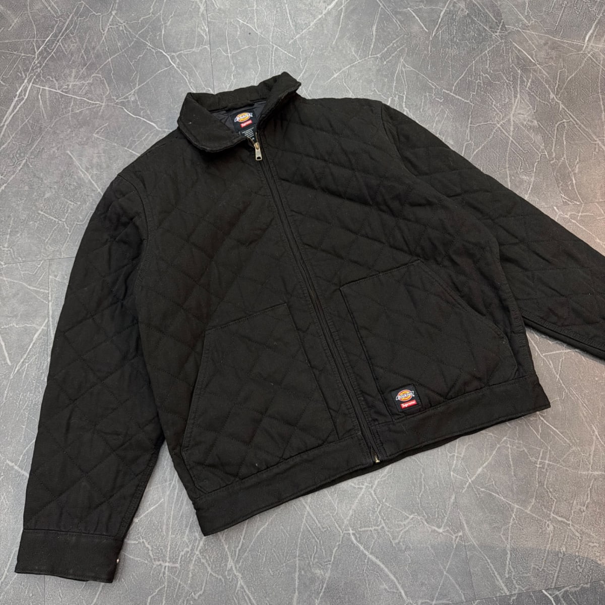 Supreme Dickies Quilted Lined Zip Up Hooded Sweatshirt Black - Image 1