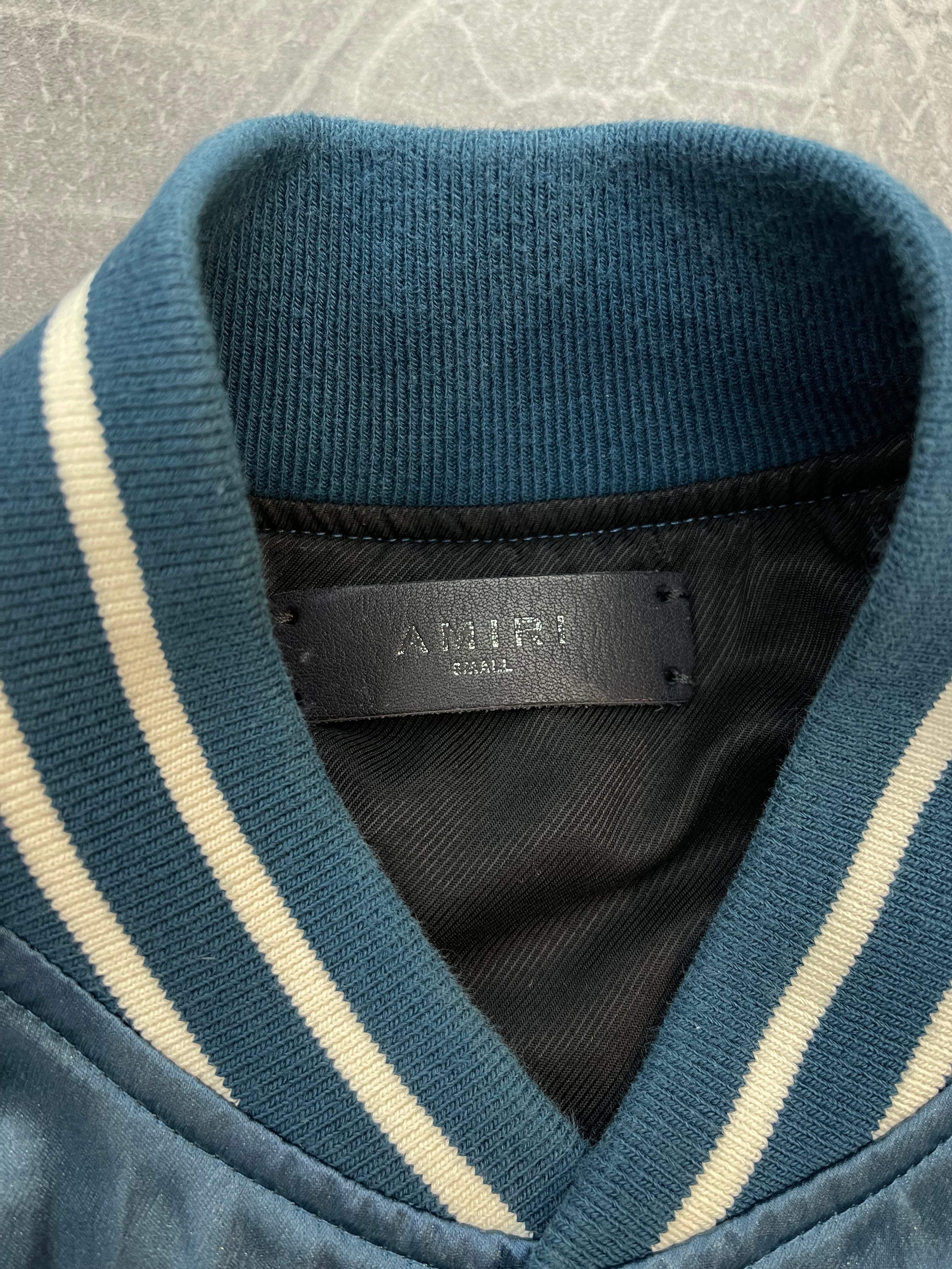 Amiri Satin Flames Souvenir Jacket Blue