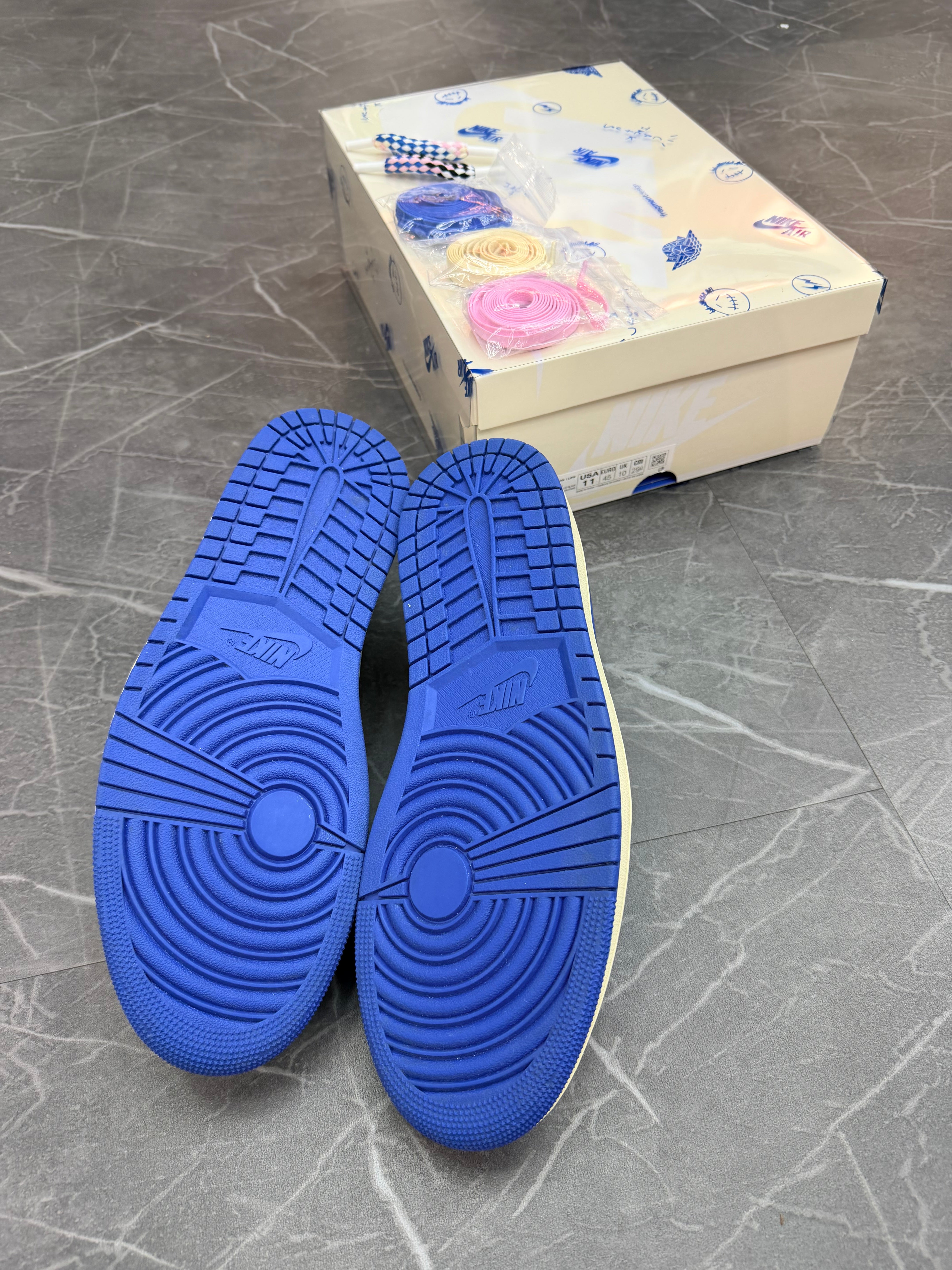 Travis Scott Jordan 1 Low “Fragment Sail Military Blue”