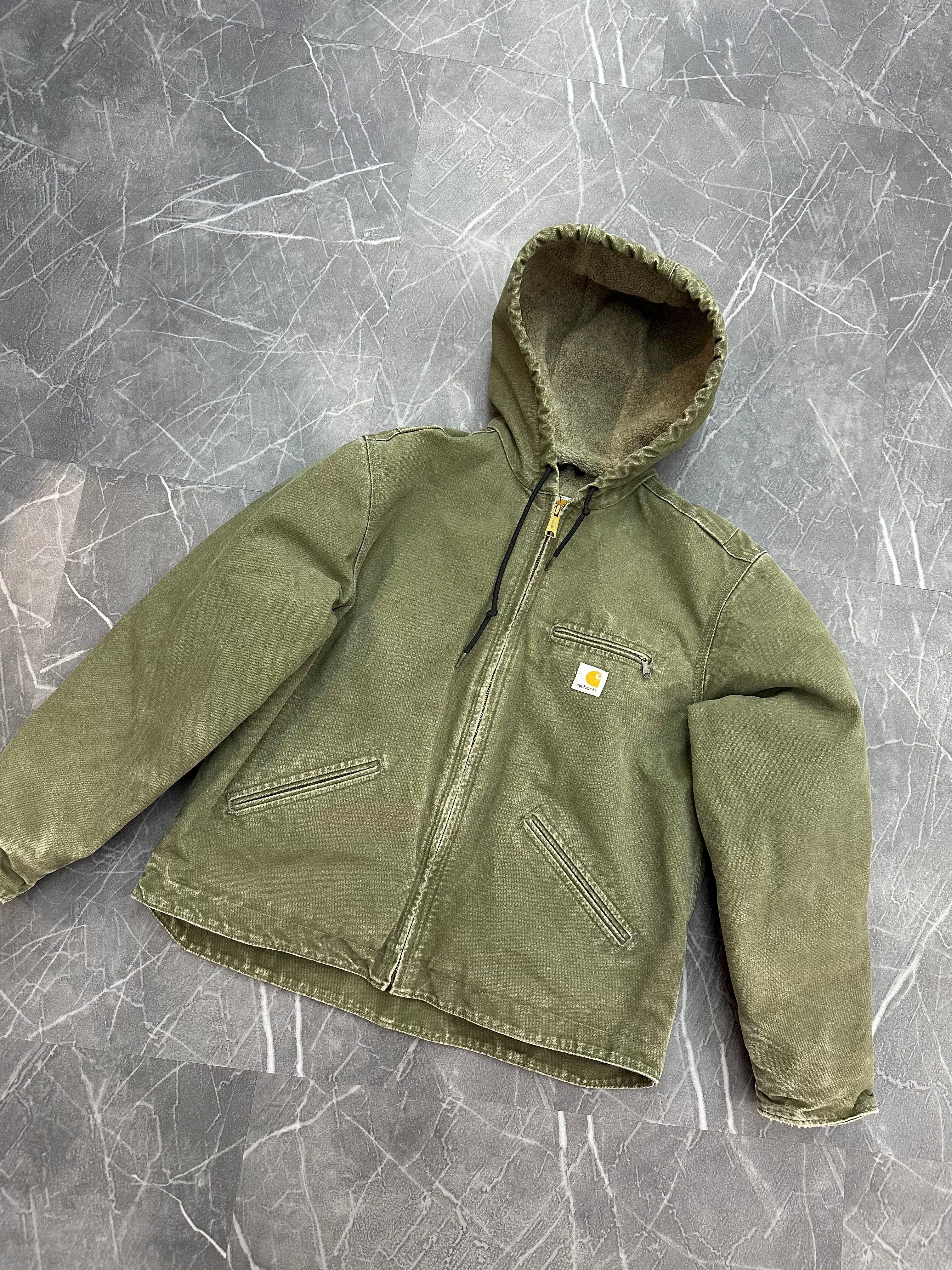 Vintage Carhartt J130 Fleece Lined Olive Work Jacket (M)
