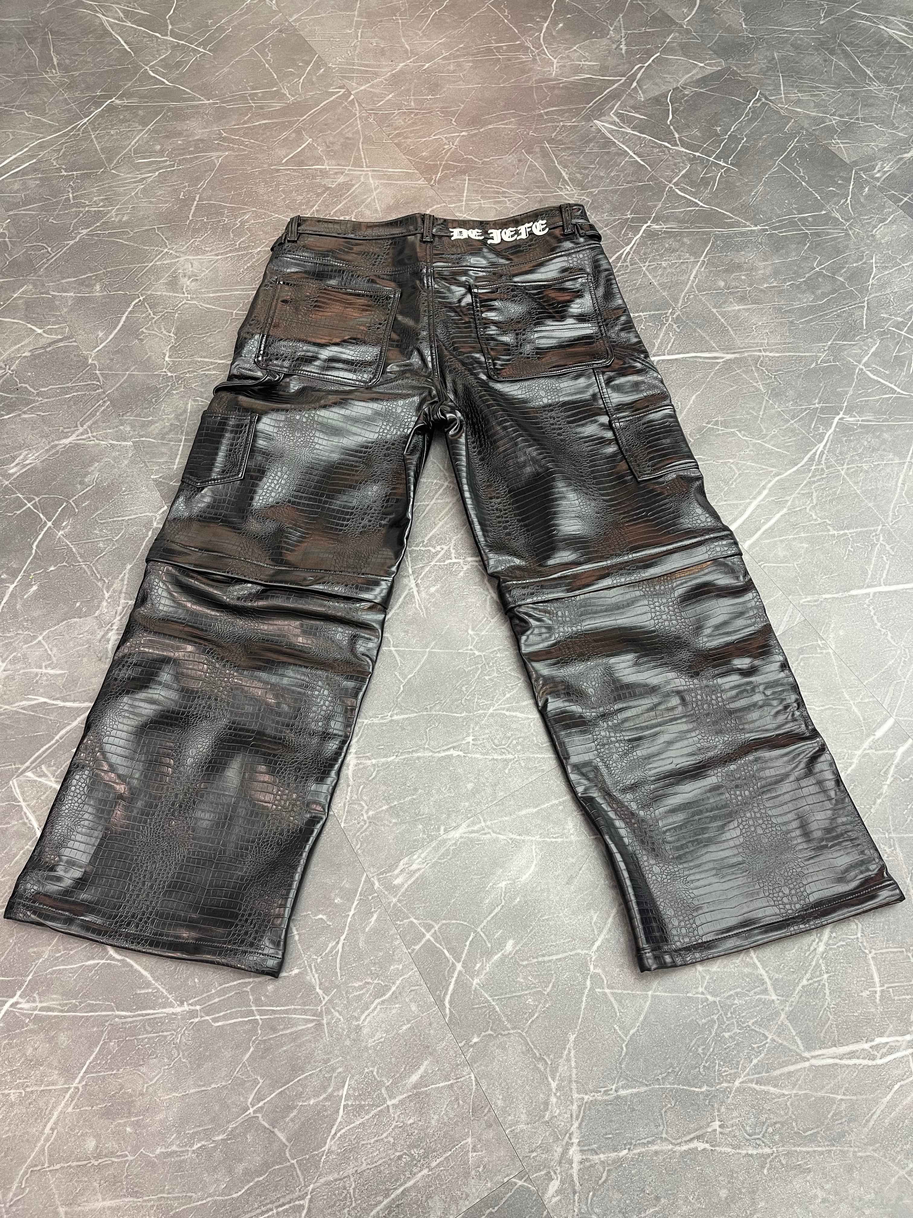 Galeria De Jefe Snakeskin Black Leather Reversible Denim