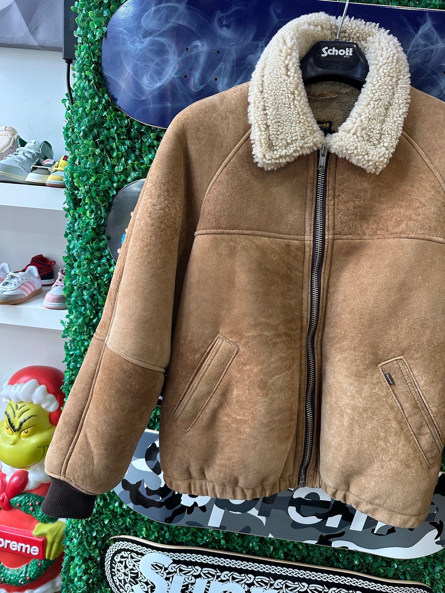 Supreme Schott Shearling Bomber Jacket “Brown”