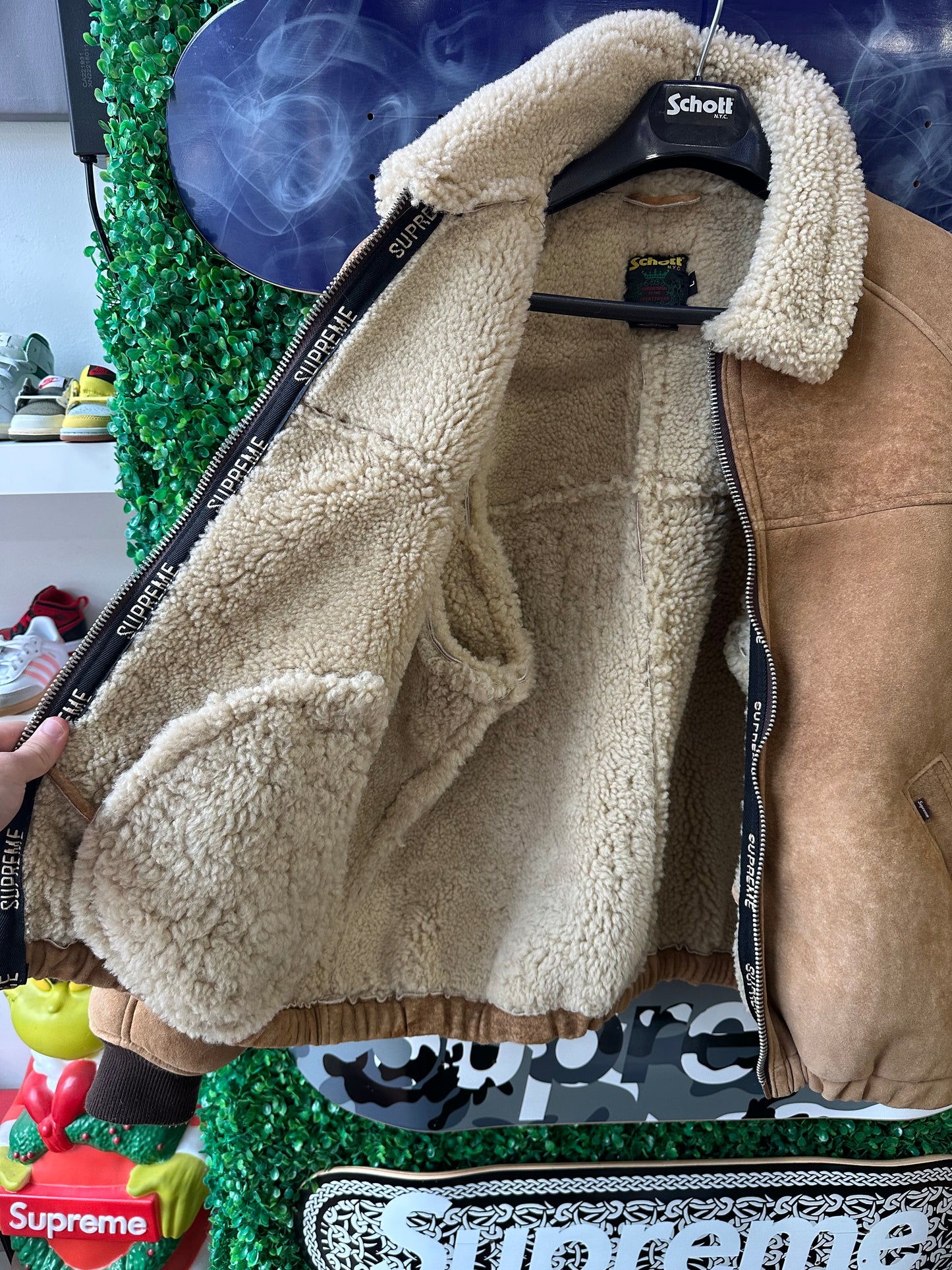Supreme Schott Shearling Bomber Jacket “Brown”