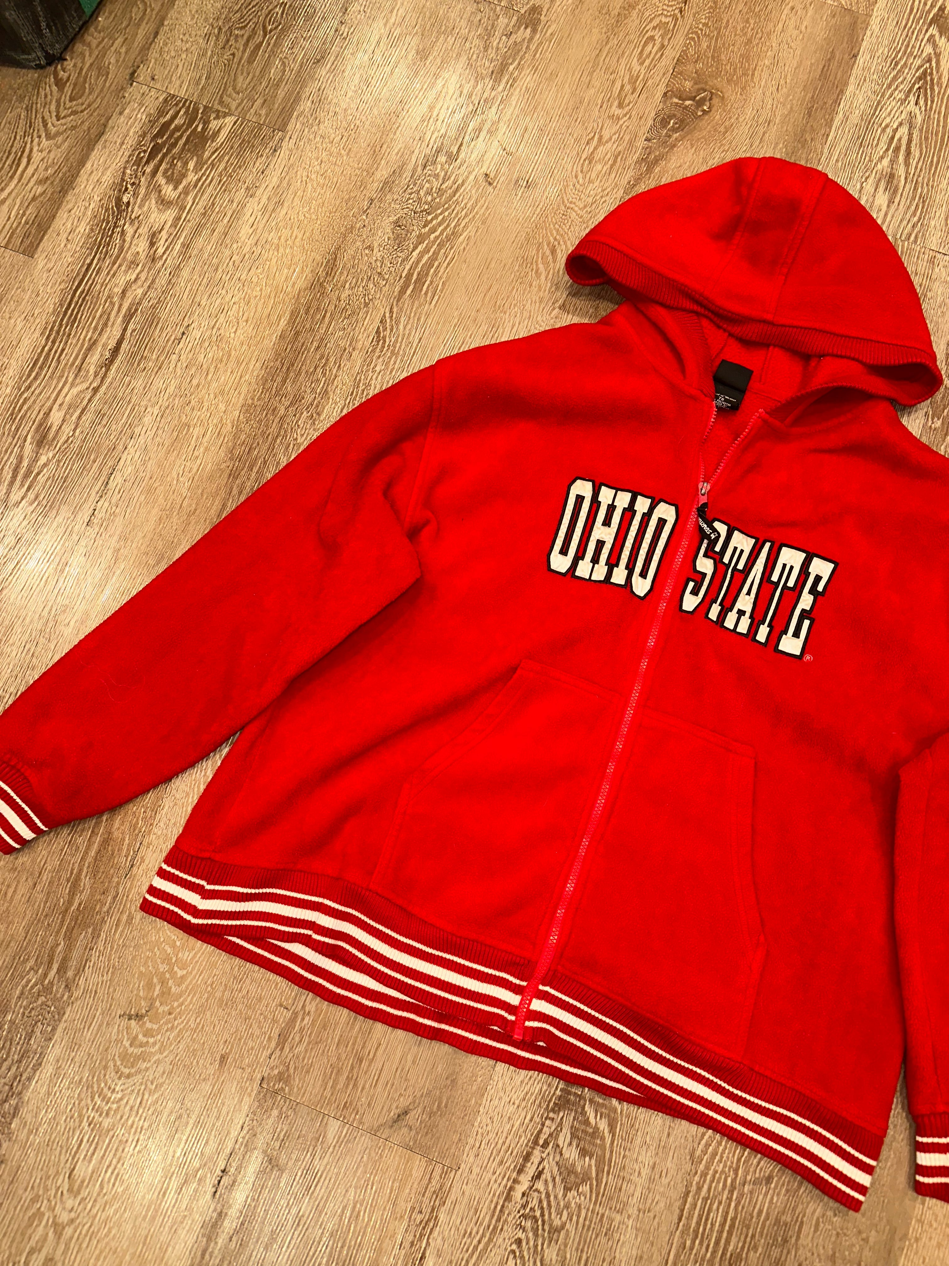 90s Starter Ohio State Zip Up Fleece Hoodie (XL)