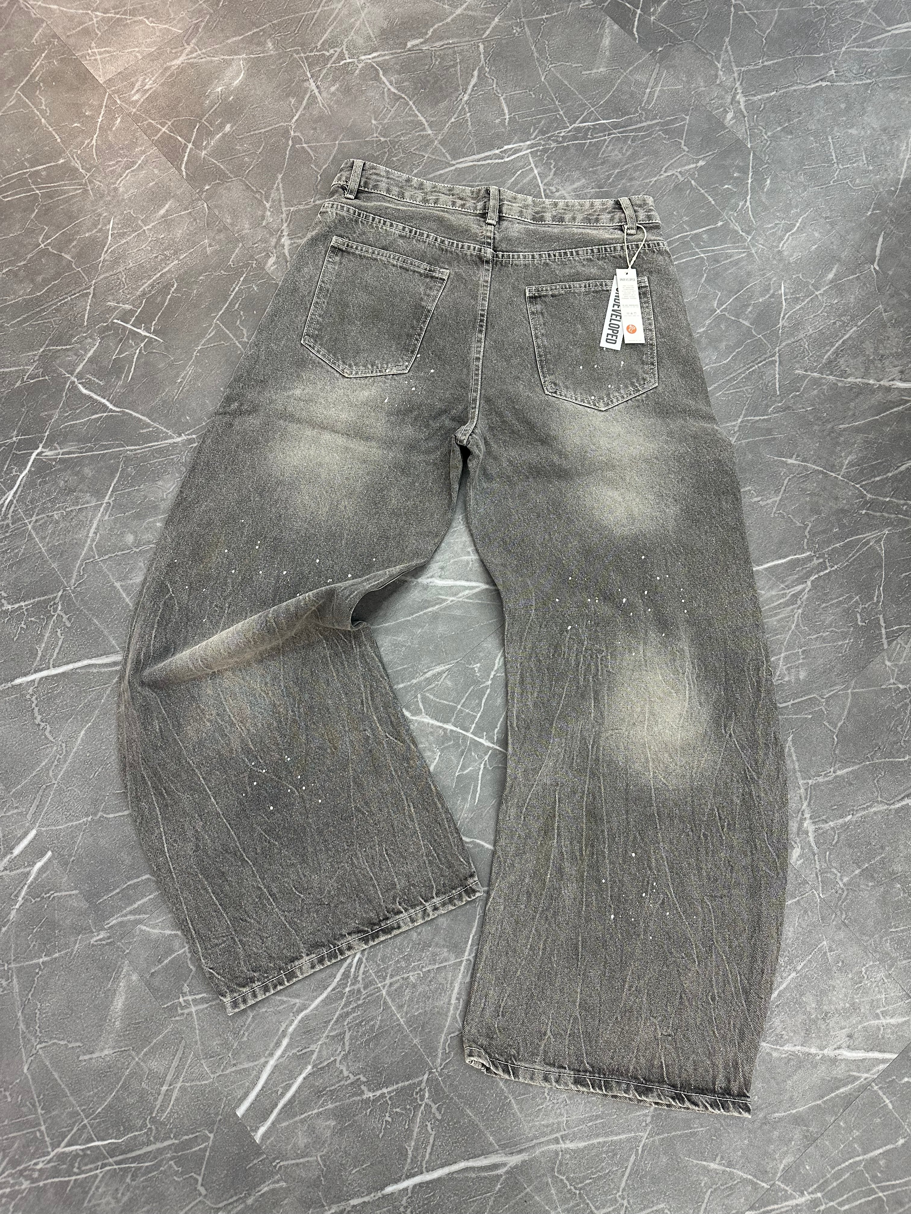Undeveloped Slate Wideboy Splatter Denim