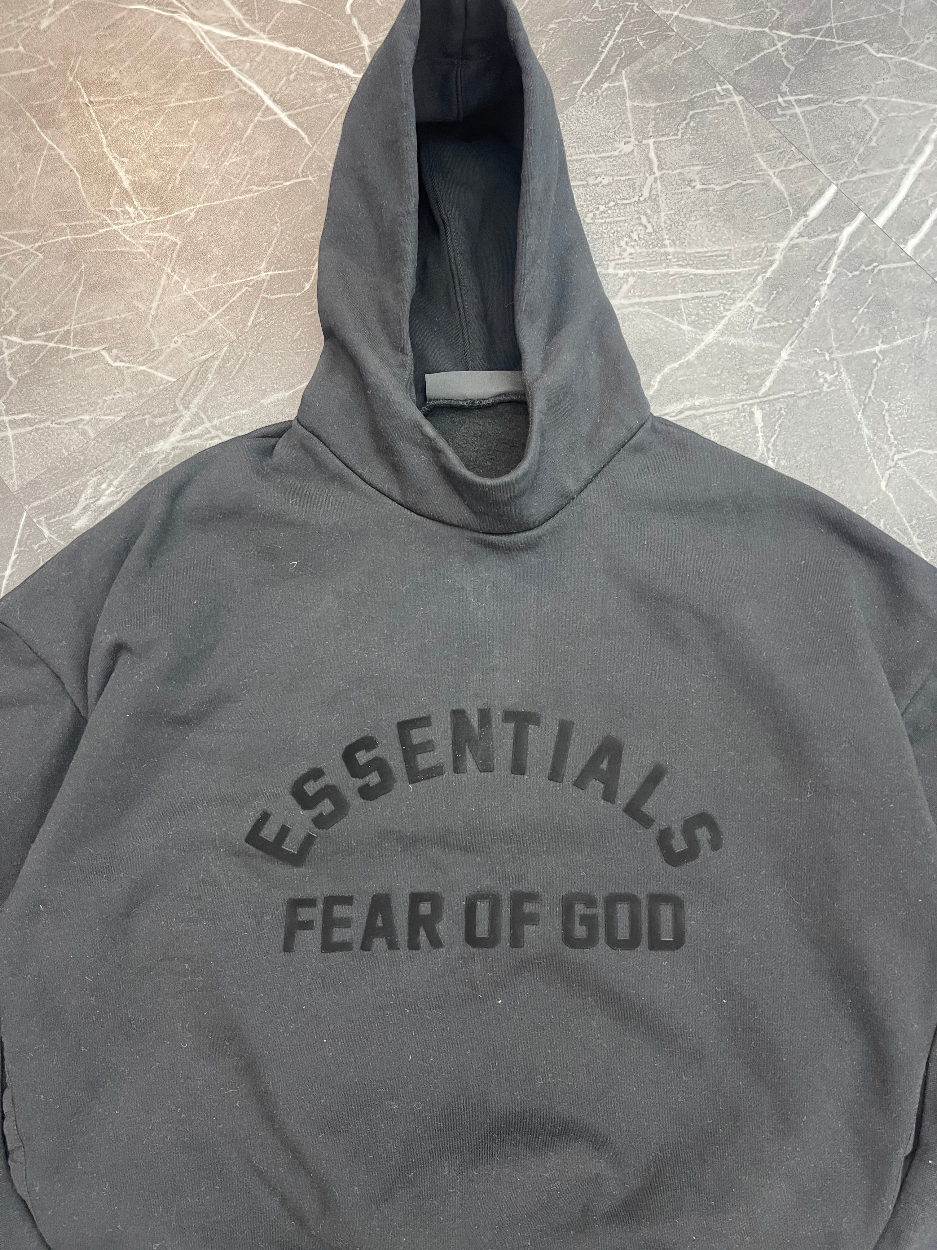 Essentials Arch Logo Hoodie “Jet Black”