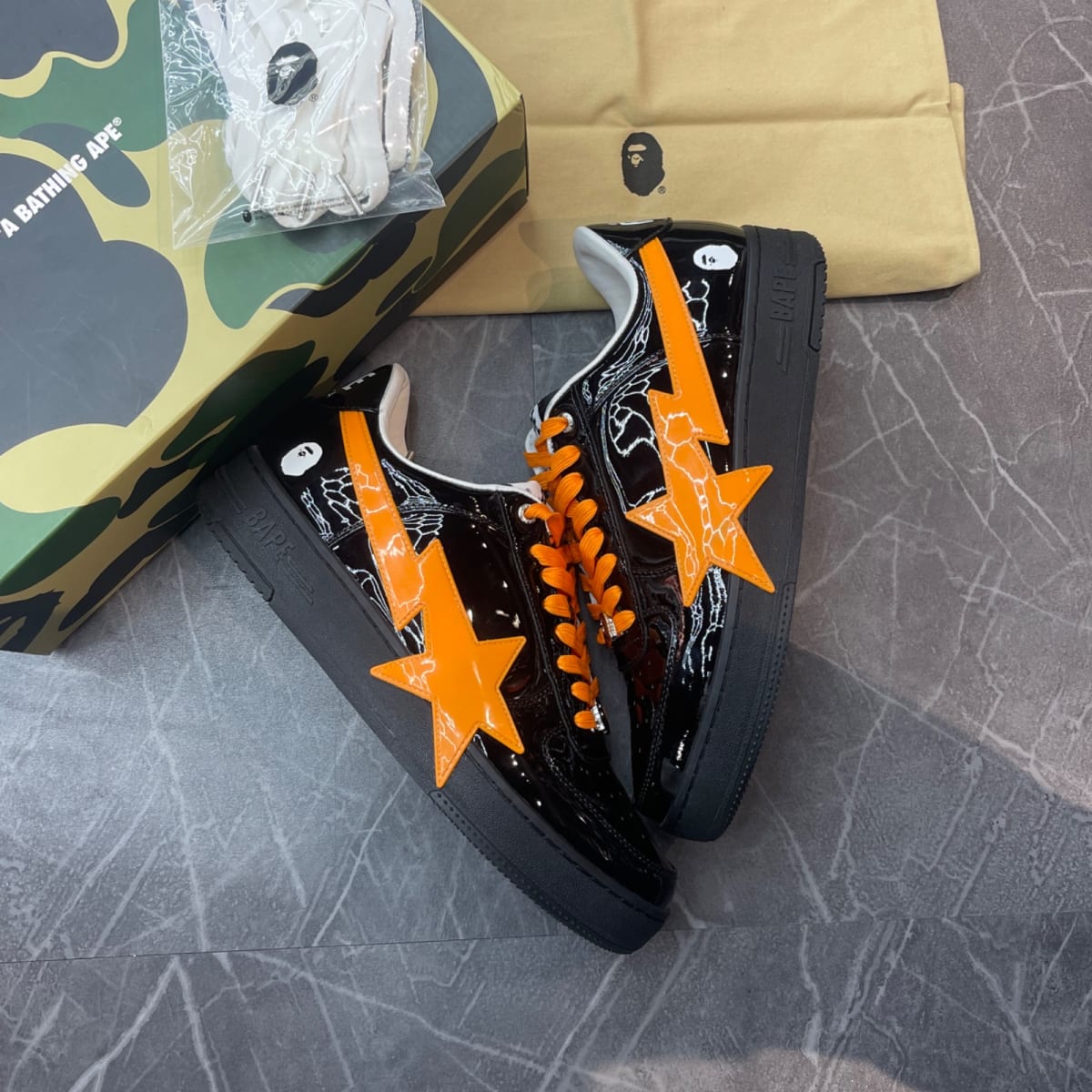 A Bathing Ape Bape Sta OS Feature Exclusive M2 Black Orange (Size 12) (VNDS)