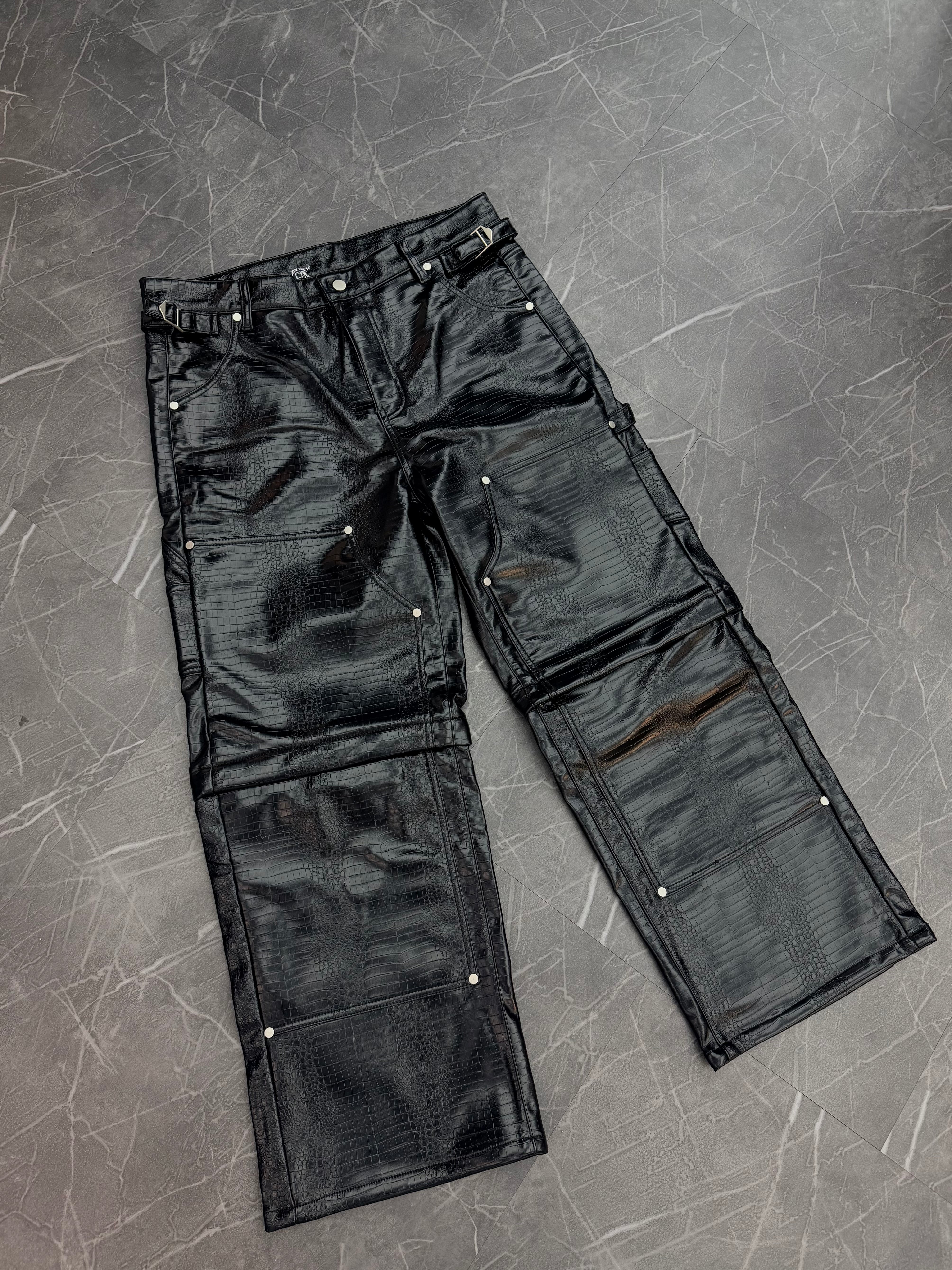 Galeria De Jefe Snakeskin Black Leather Reversible Denim