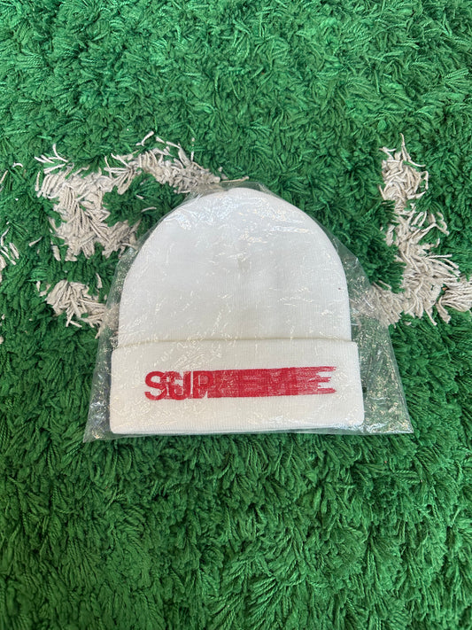 Supreme White Motion Logo Beanie