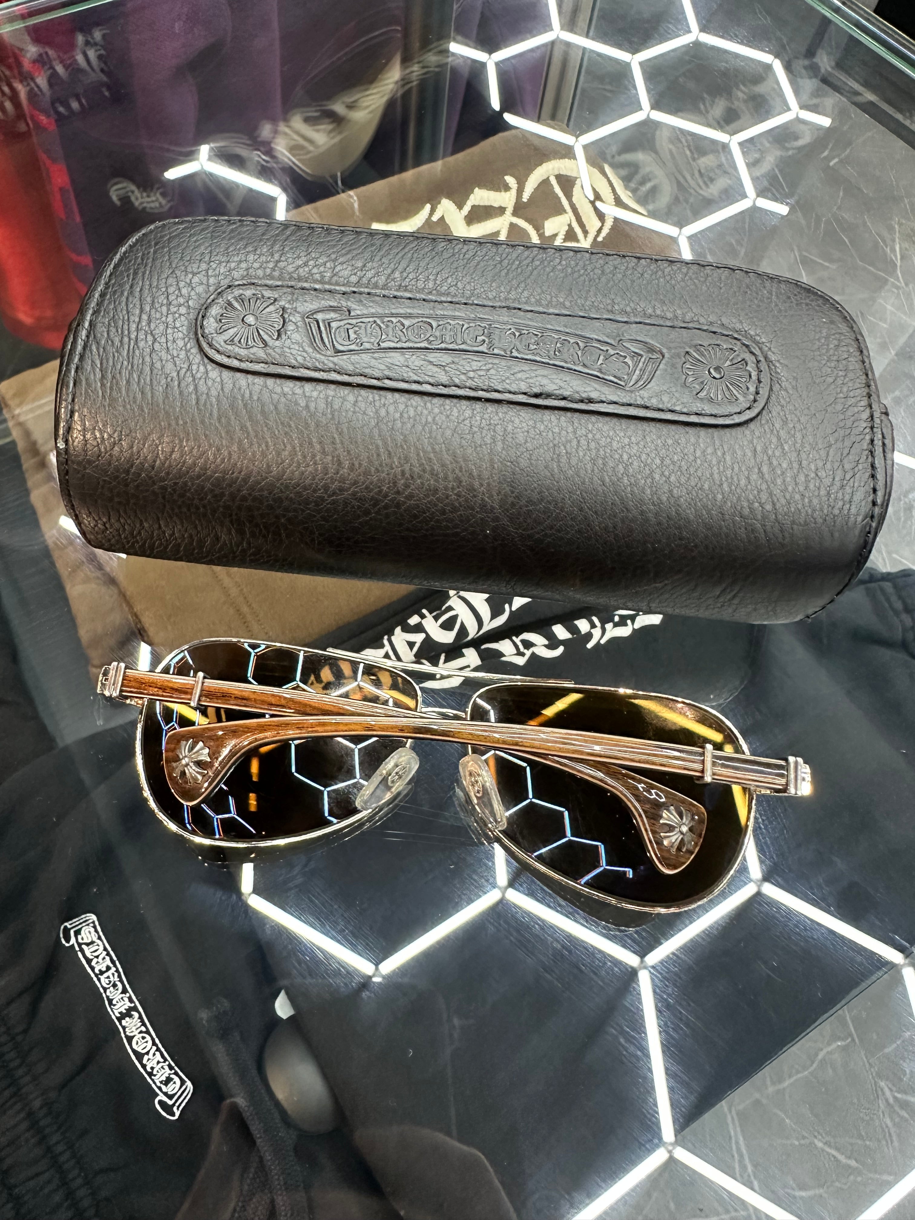 Chrome Hearts Grand Beast Aviators Wood / Gold Plated