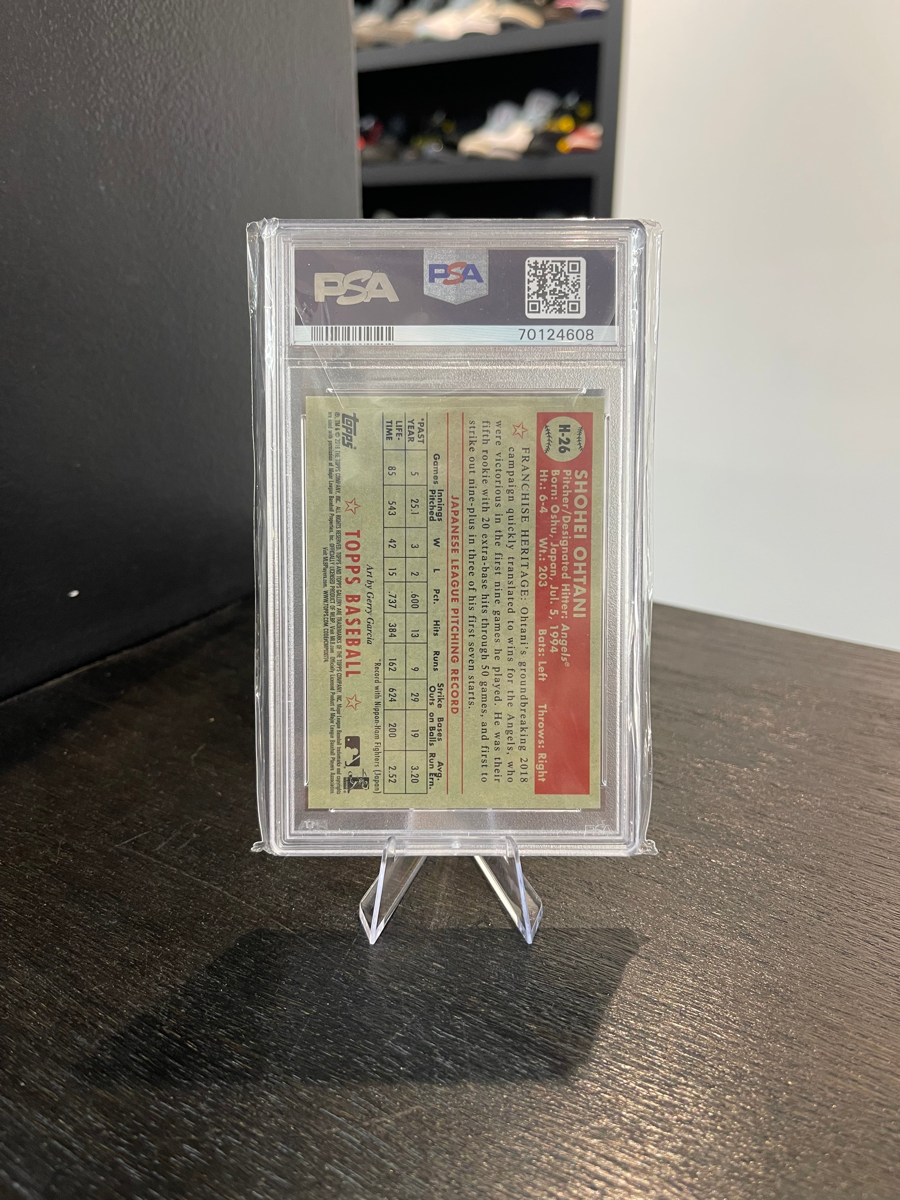 2018 Topps Gallery Shohei Ohtani Heritage PSA 10