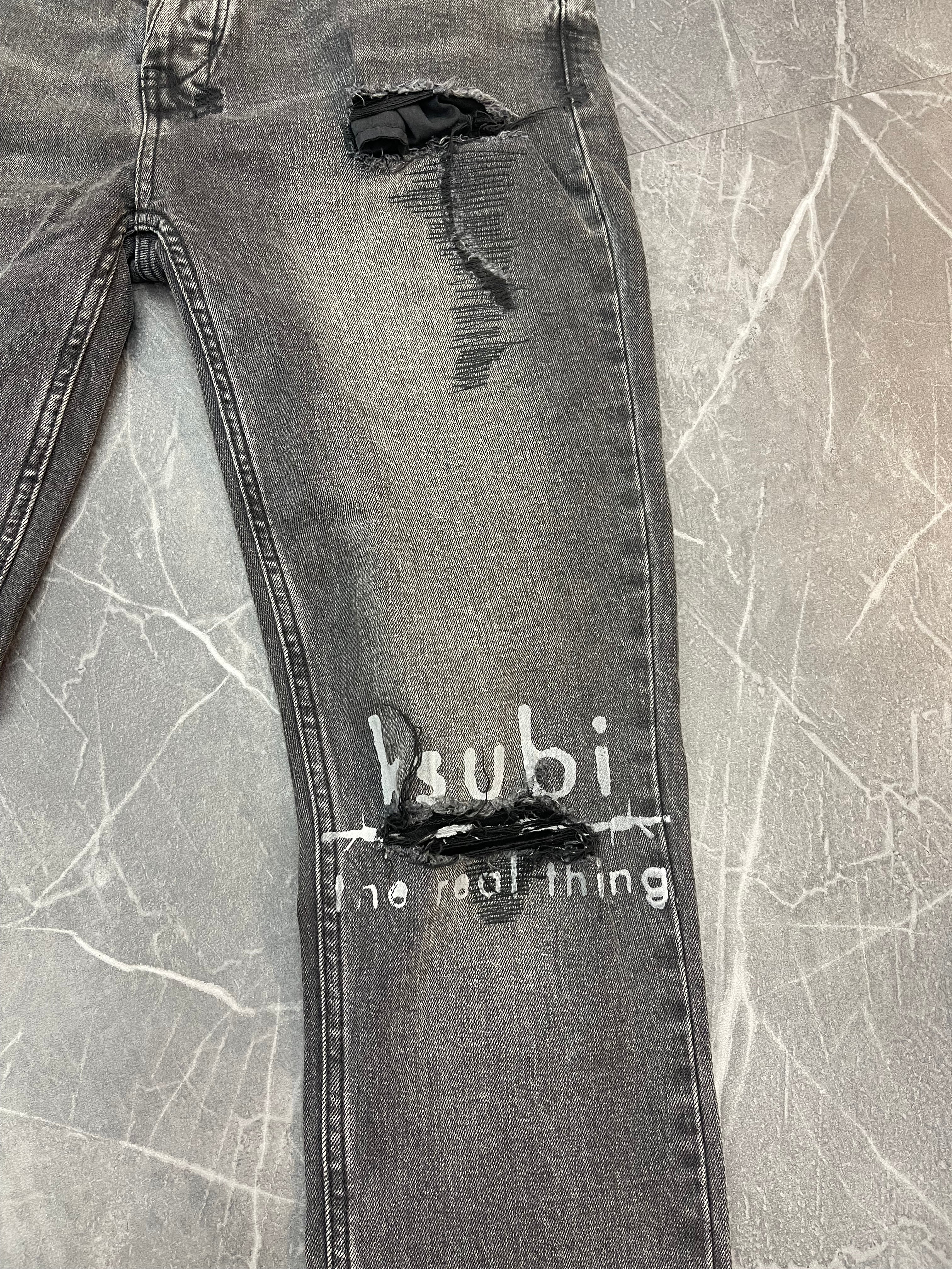 Ksubi Jeans “Washed Black/Grey Ripped Knee” (33)