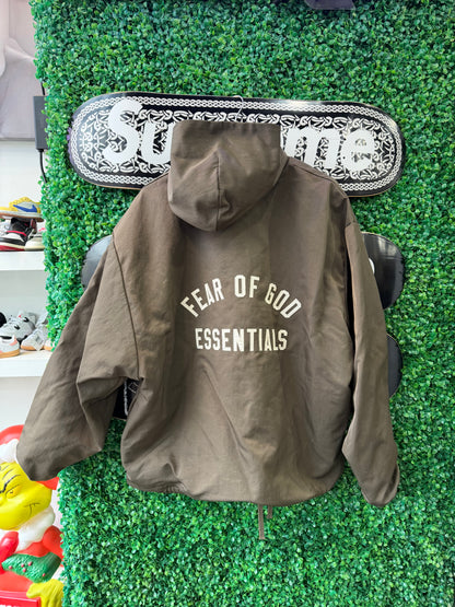 Essentials Nylon Hoodie Coaches Jacket “Brown”