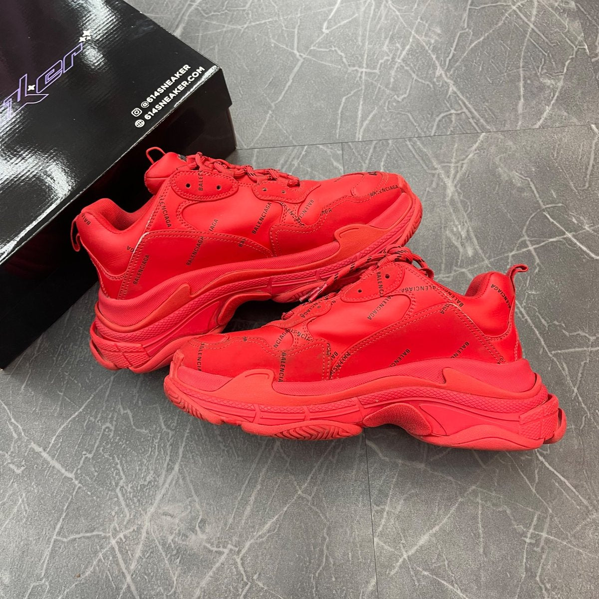 Balenciaga Triple S Allover Logo Red (Size 43) (Lightly Worn)