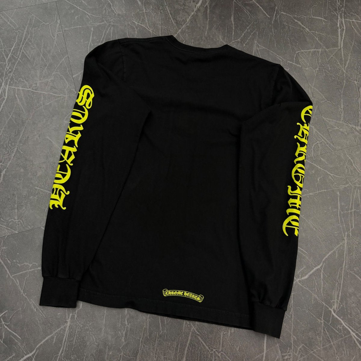 Chrome Hearts Long Sleeve Neck Logo Tee "Black/Yellow" - Image 5