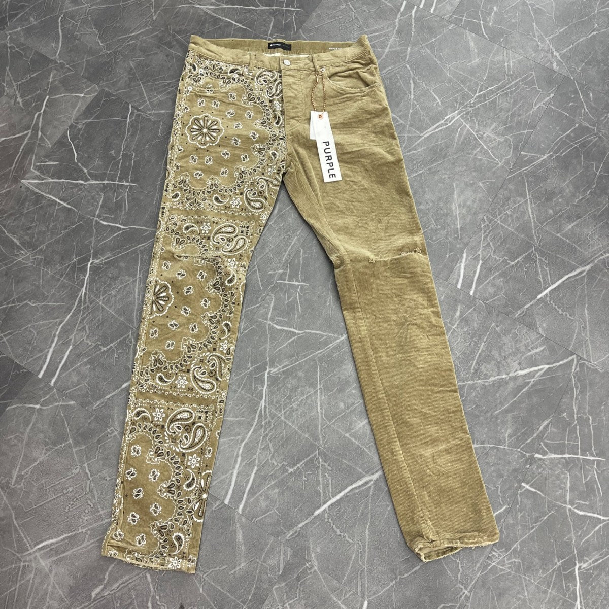 Purple Brand Brown Paisley Corduroy Pants