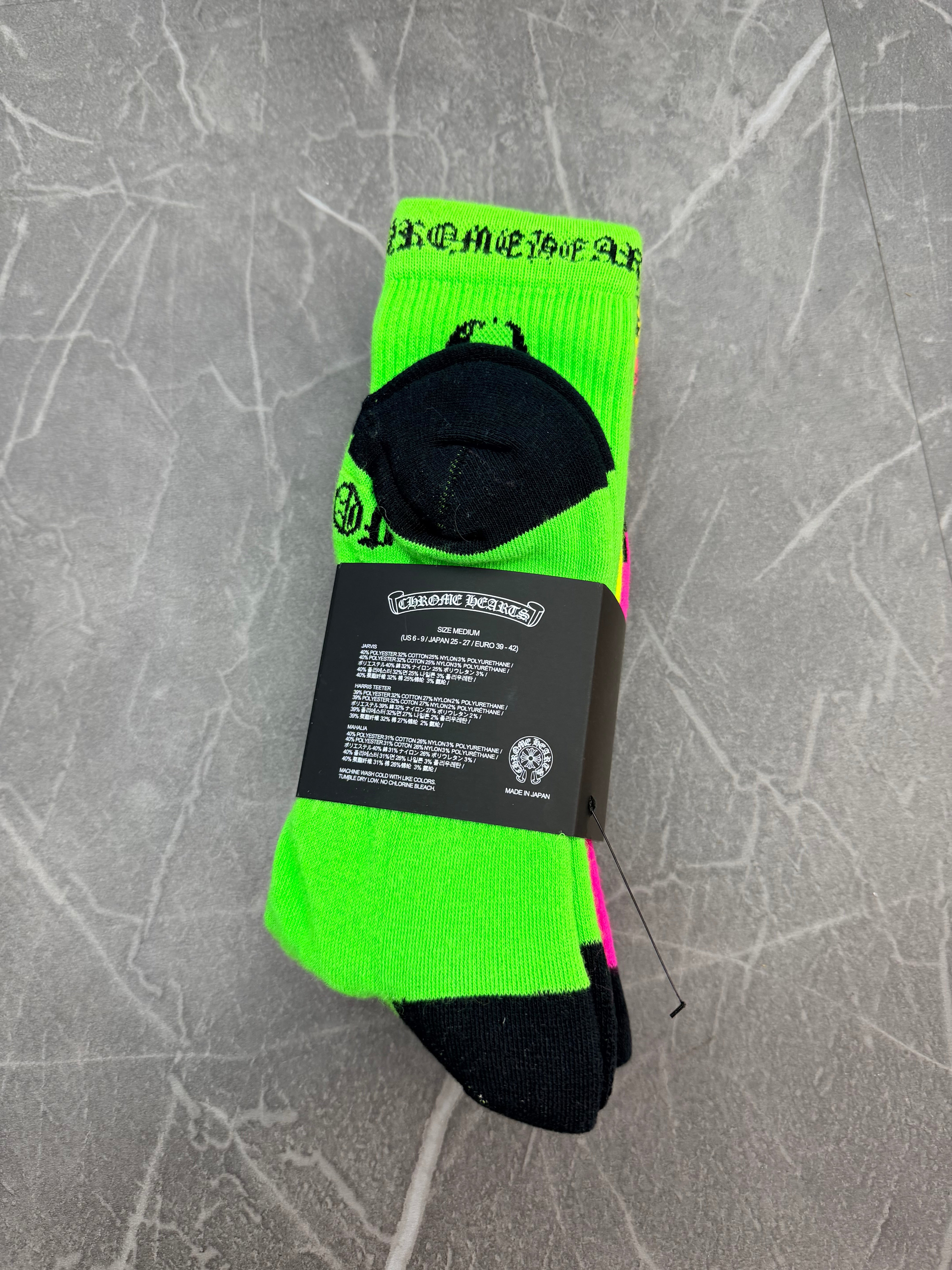 Chrome Hearts Foti Socks Neon Yellow, Neon Pink, Neon Green