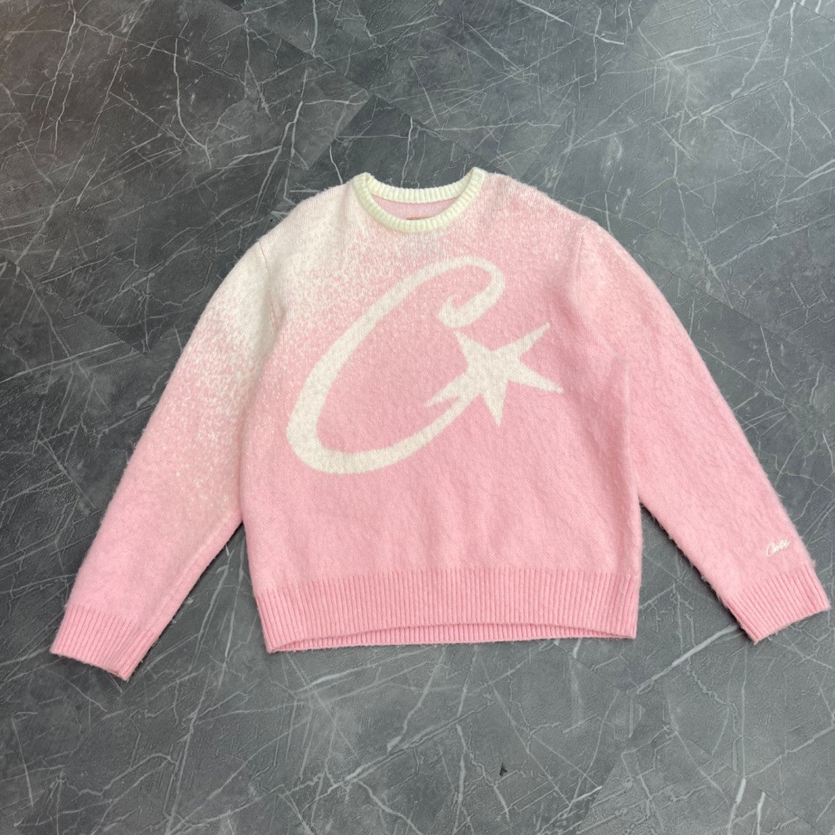 Corteiz C Star Gradient Mohair Knit Sweater Pink - Image 1