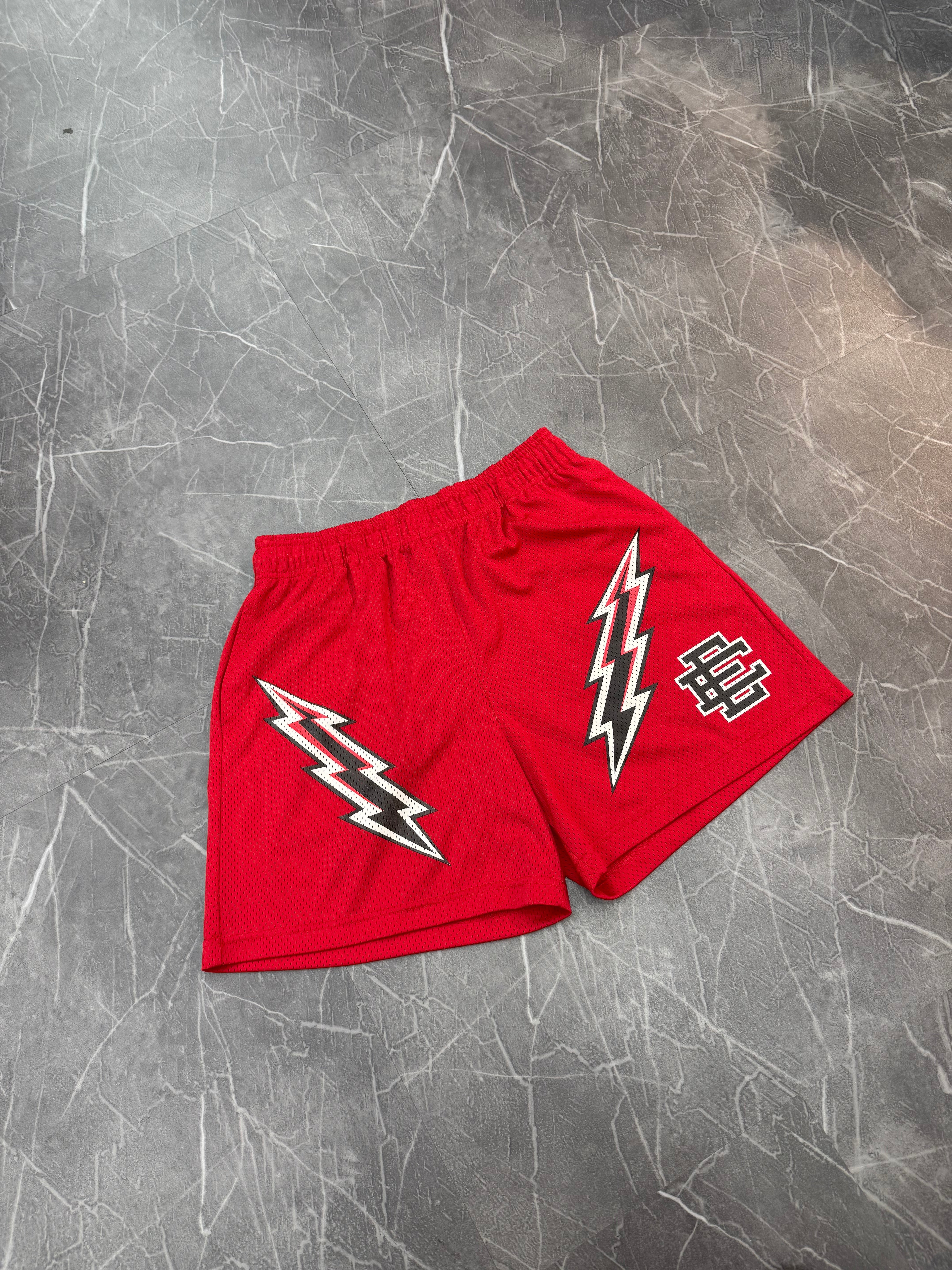 Eric Emanuel Shorts Lightning Bolt Red