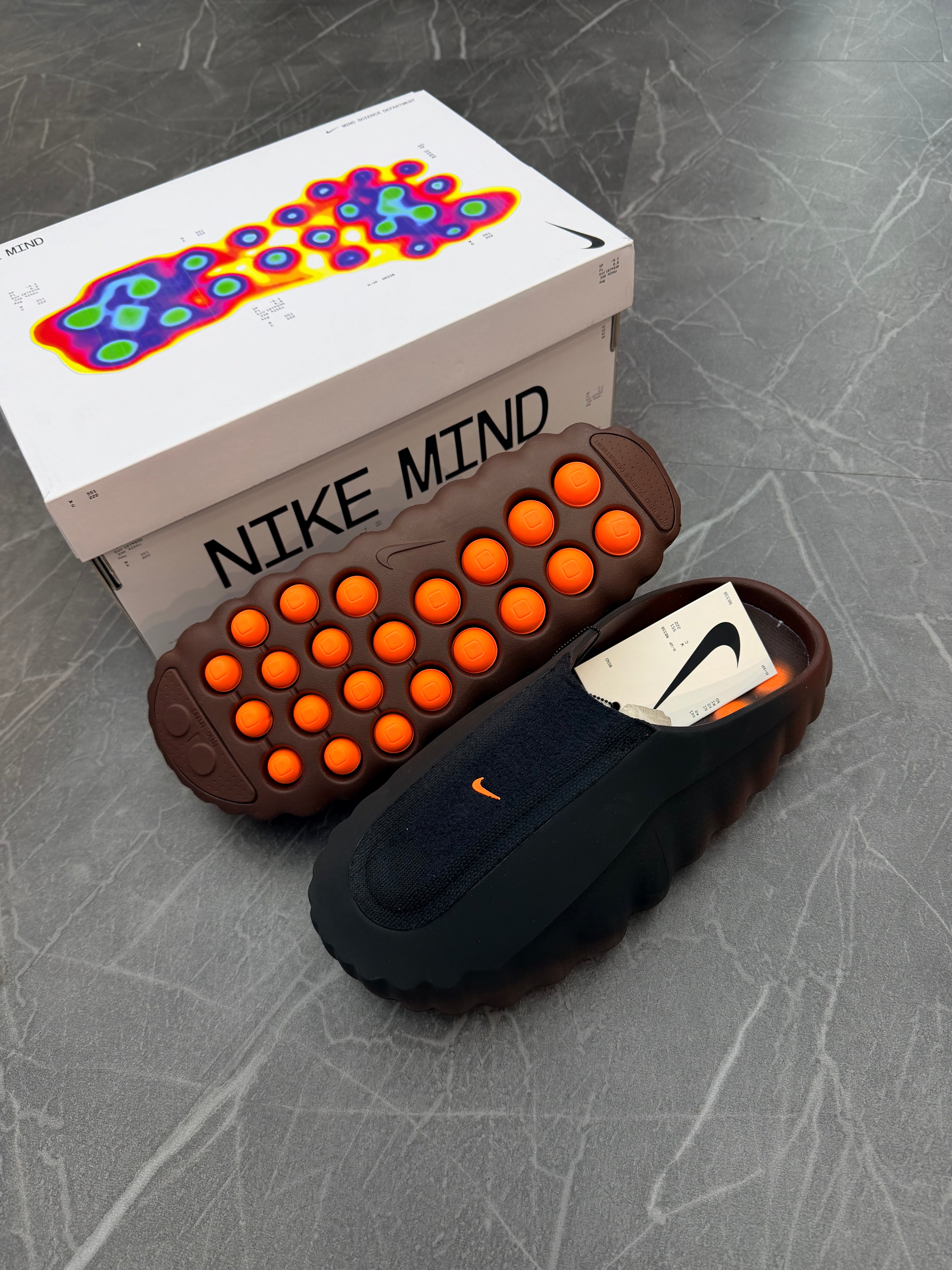 Nike Mind 001 Flyknit Slide “Bronze Eclipse Total Orange”