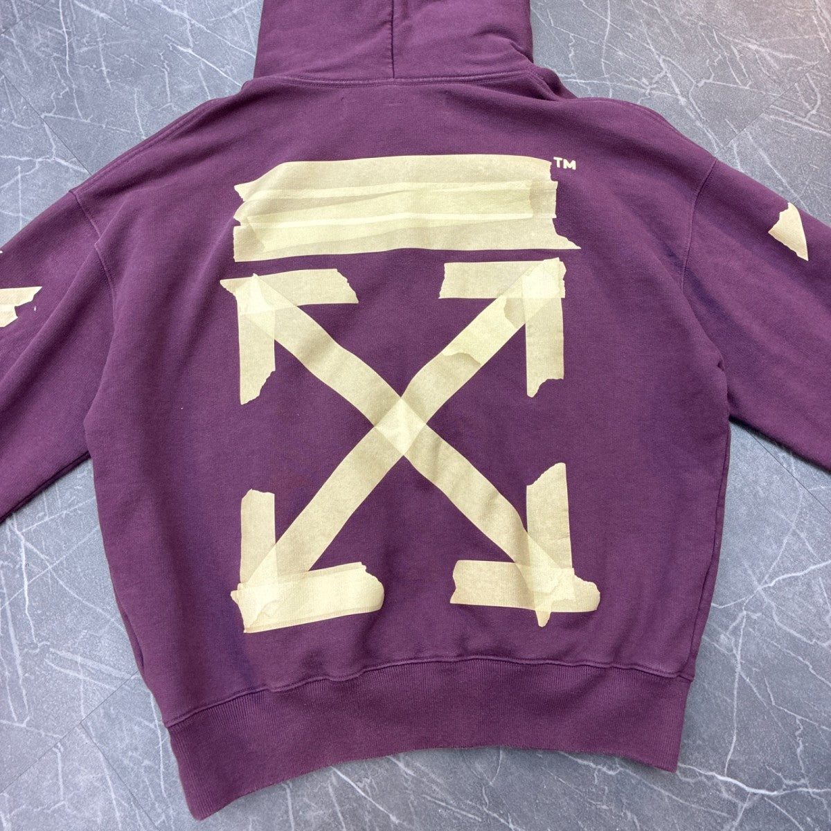 Off-White Tape Arrows Hoodie Burgundy - Image 2