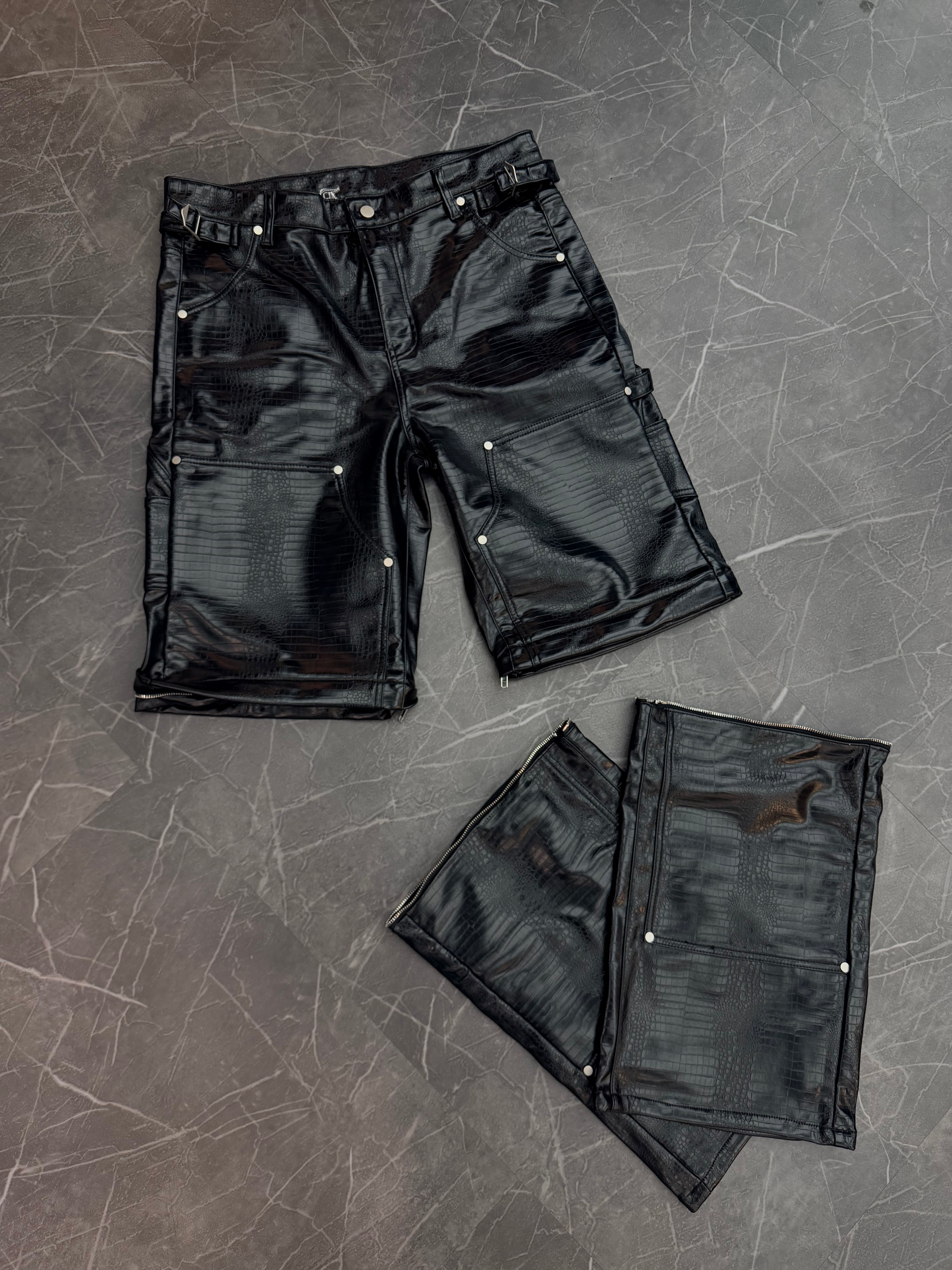Galeria De Jefe Snakeskin Black Leather Reversible Denim