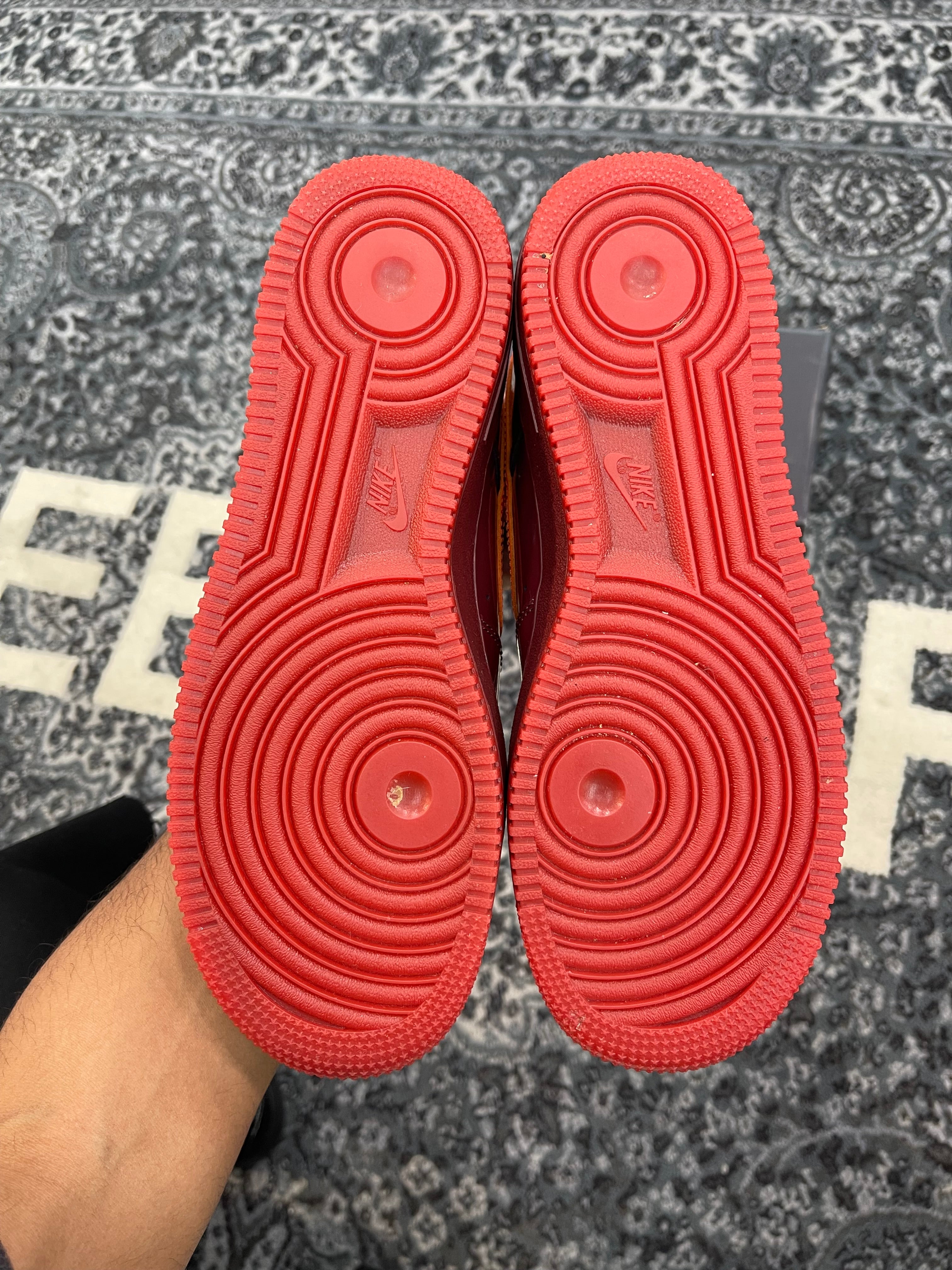 Nike Air Force 1 Low “Patent Leather Dark Team Red Safety Orange”