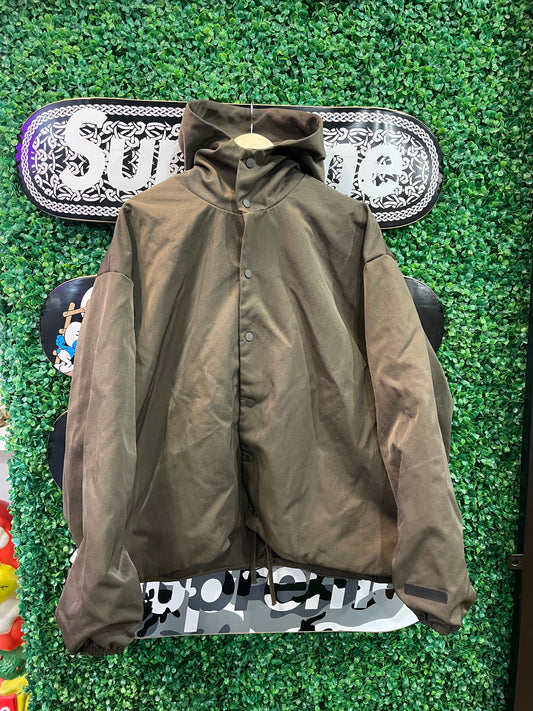 Essentials Nylon Hooded Coaches Jacket “Brown”