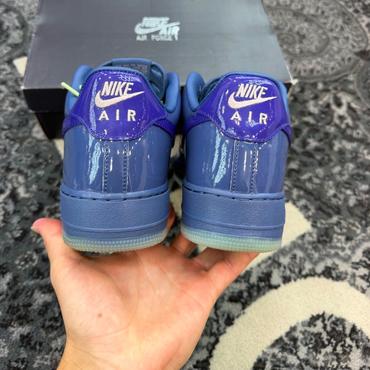 Nike Air Force 1 Low Patent Leather Mystic Navy Grape Ice (Size 13) (Lightly Worn)