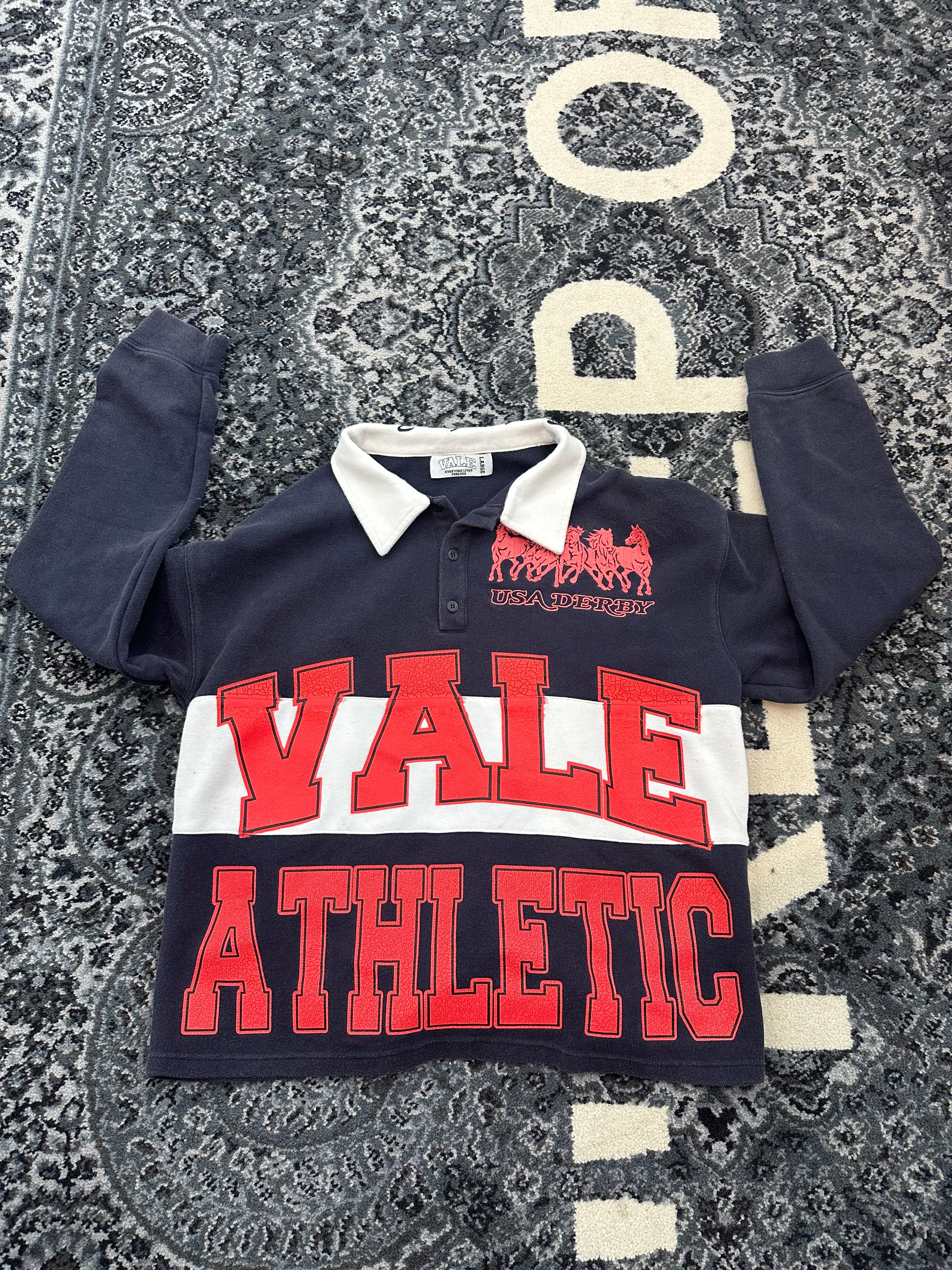 Vale Athletic Button Up “Navy Red”