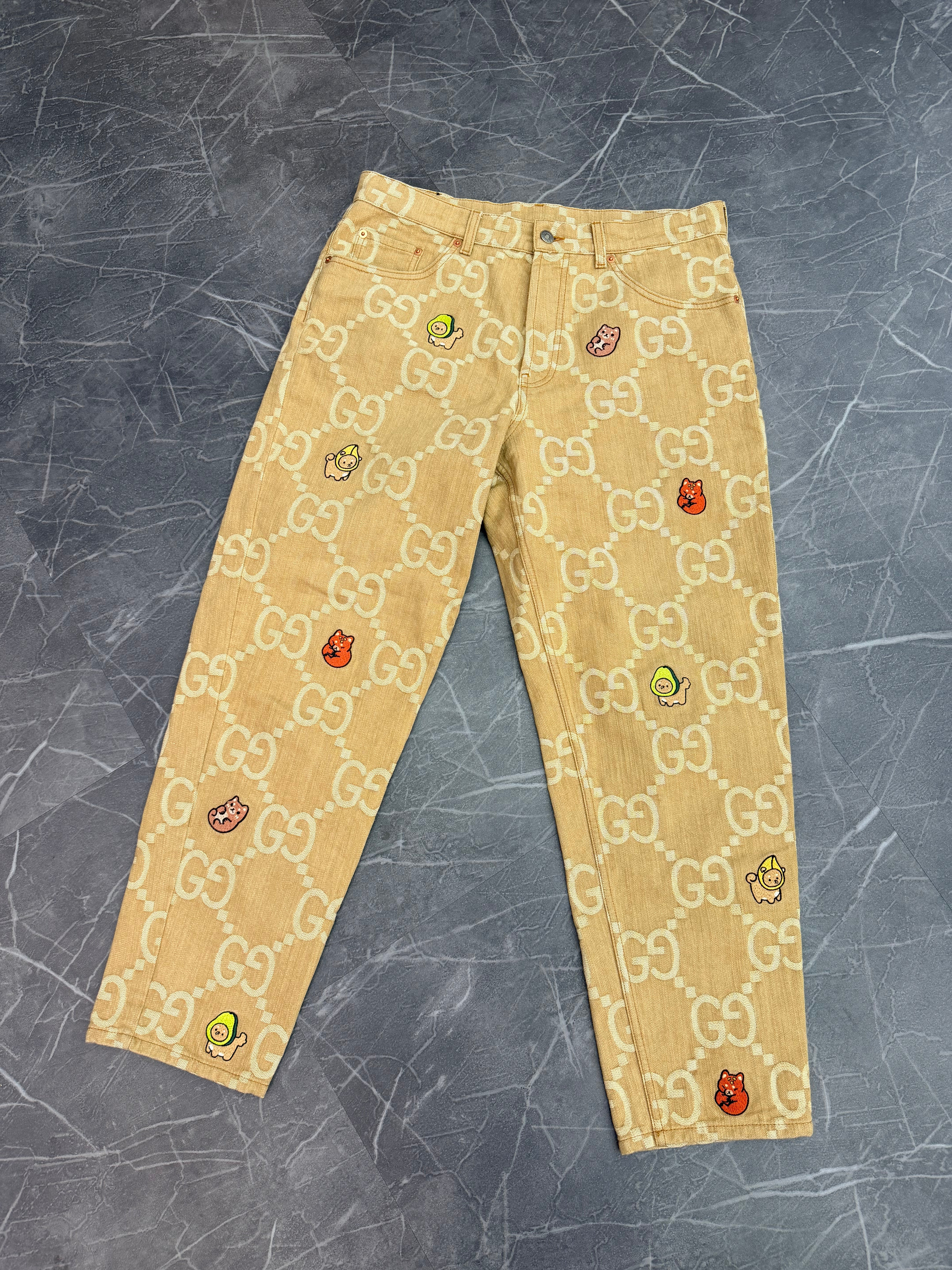 Gucci x Pikarar Embroidered Denim Jeans