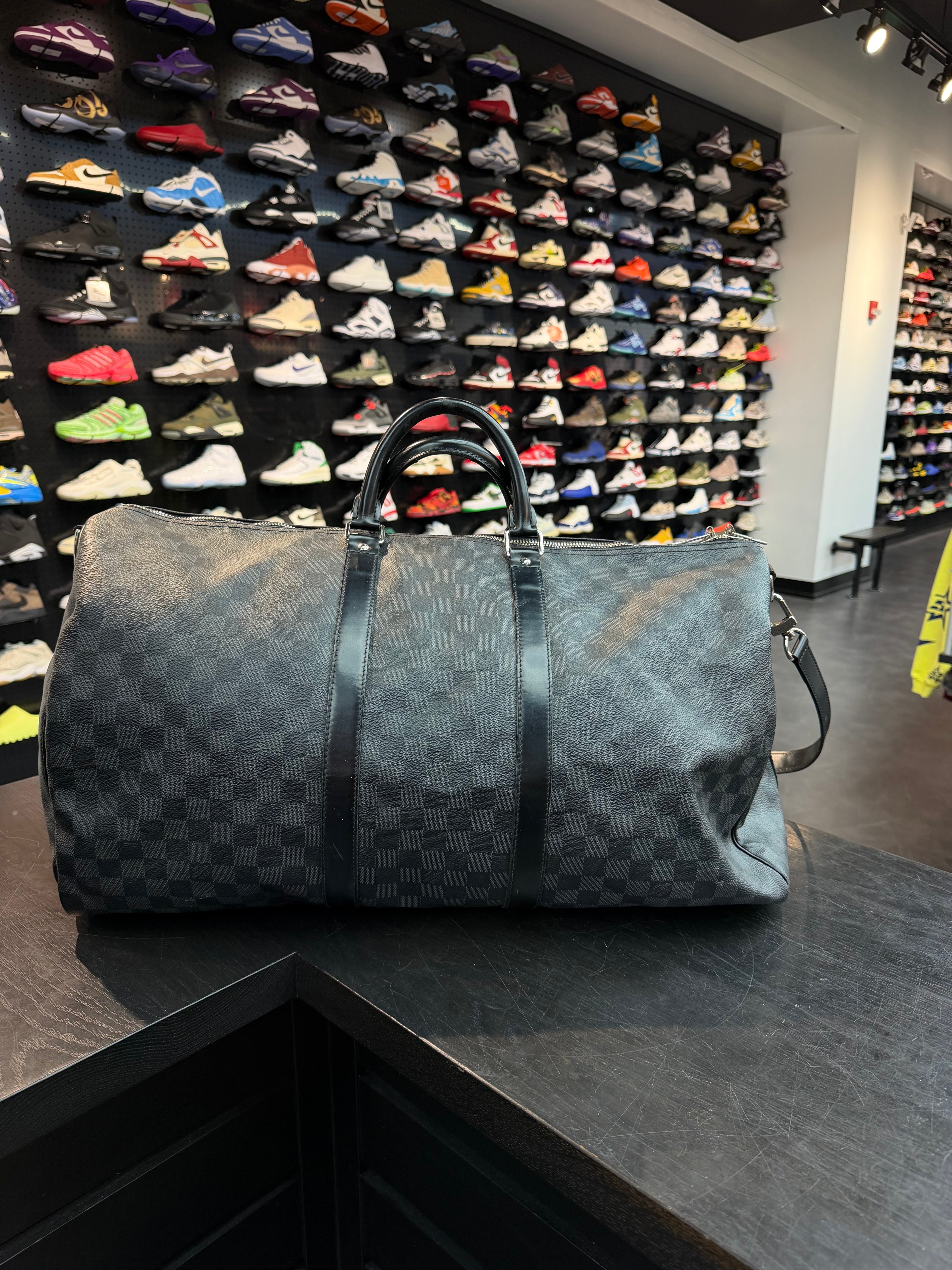 Louis Vuitton Checkered Keepall 55 Duffle Bag “Black”