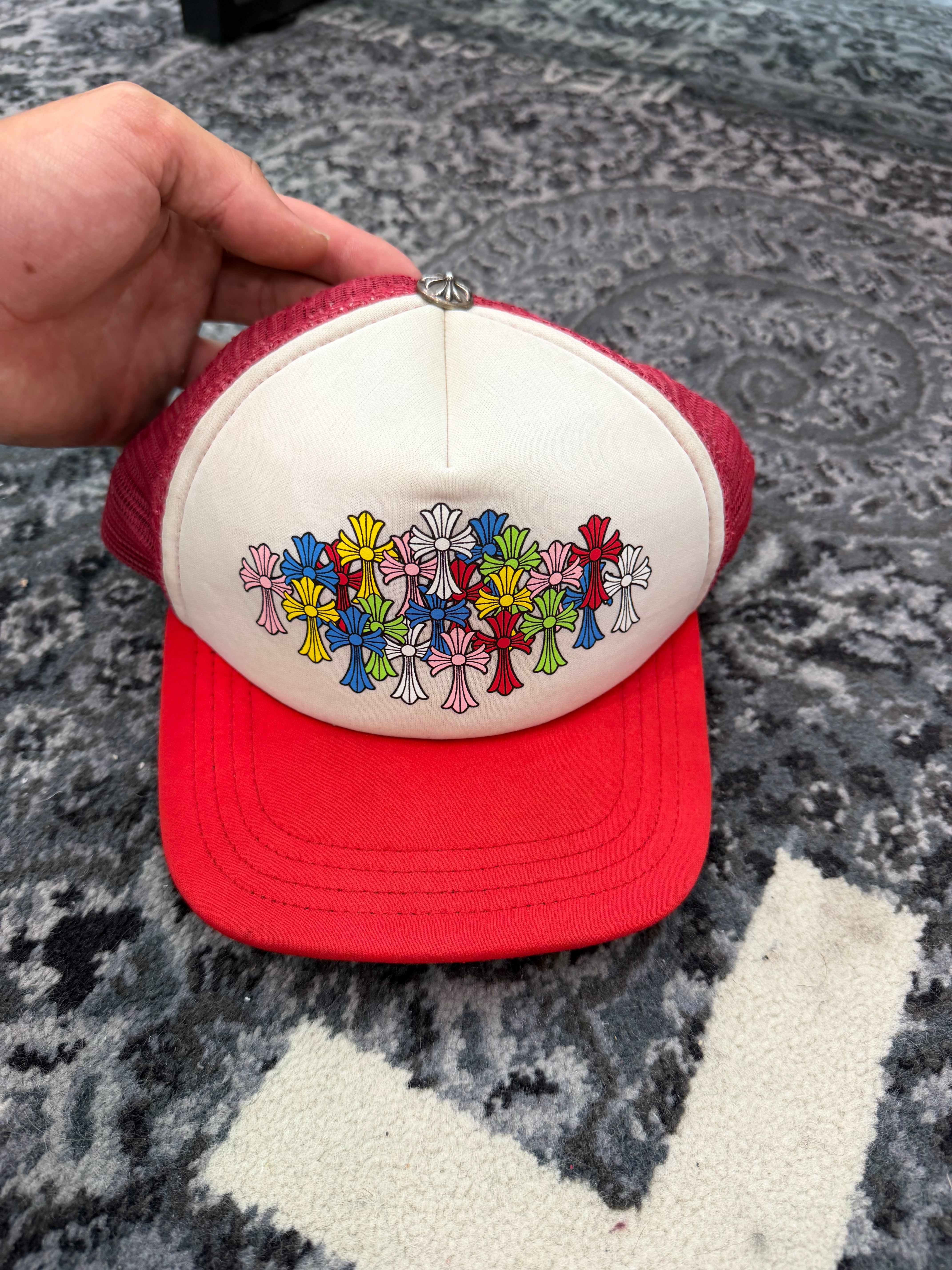Chrome Hearts Multi Cross Cemetery Trucker Hat “Red”