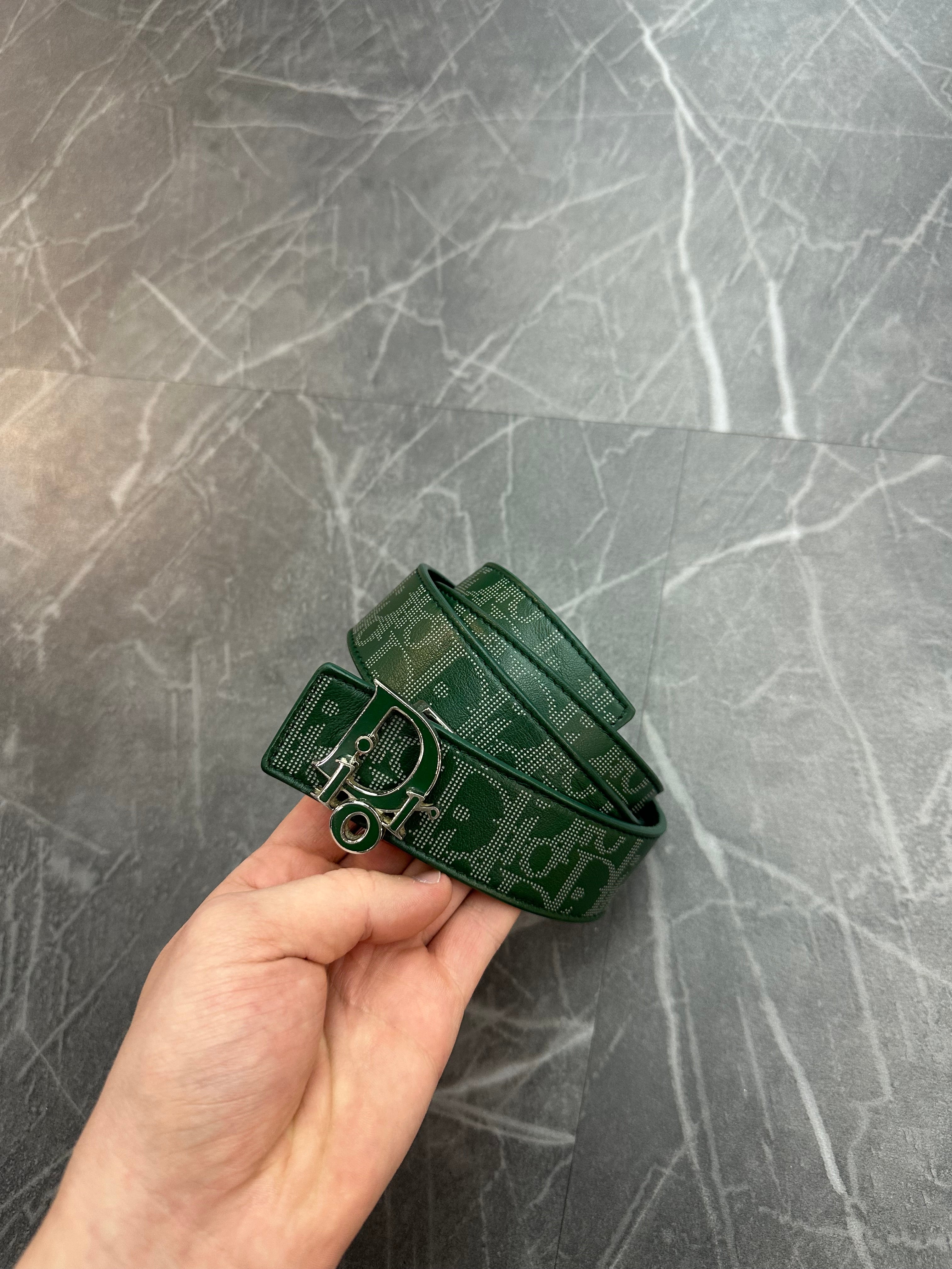 Dior Reverse Monogram Logo belt Green