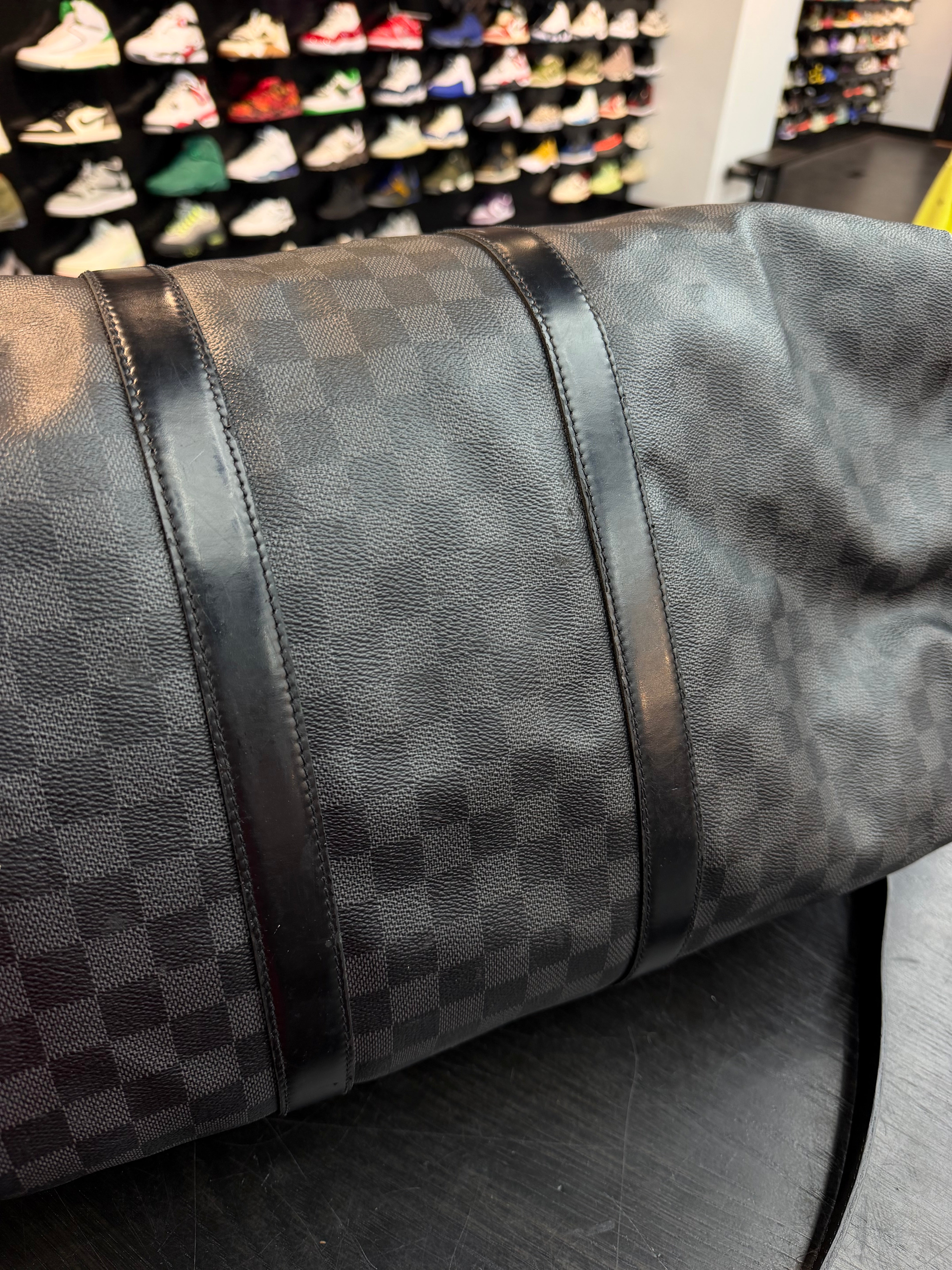 Louis Vuitton Checkered Keepall 55 Duffle Bag “Black”