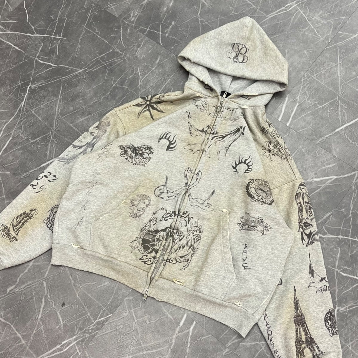 Balenciaga Tattoo Zip Up Hoodie