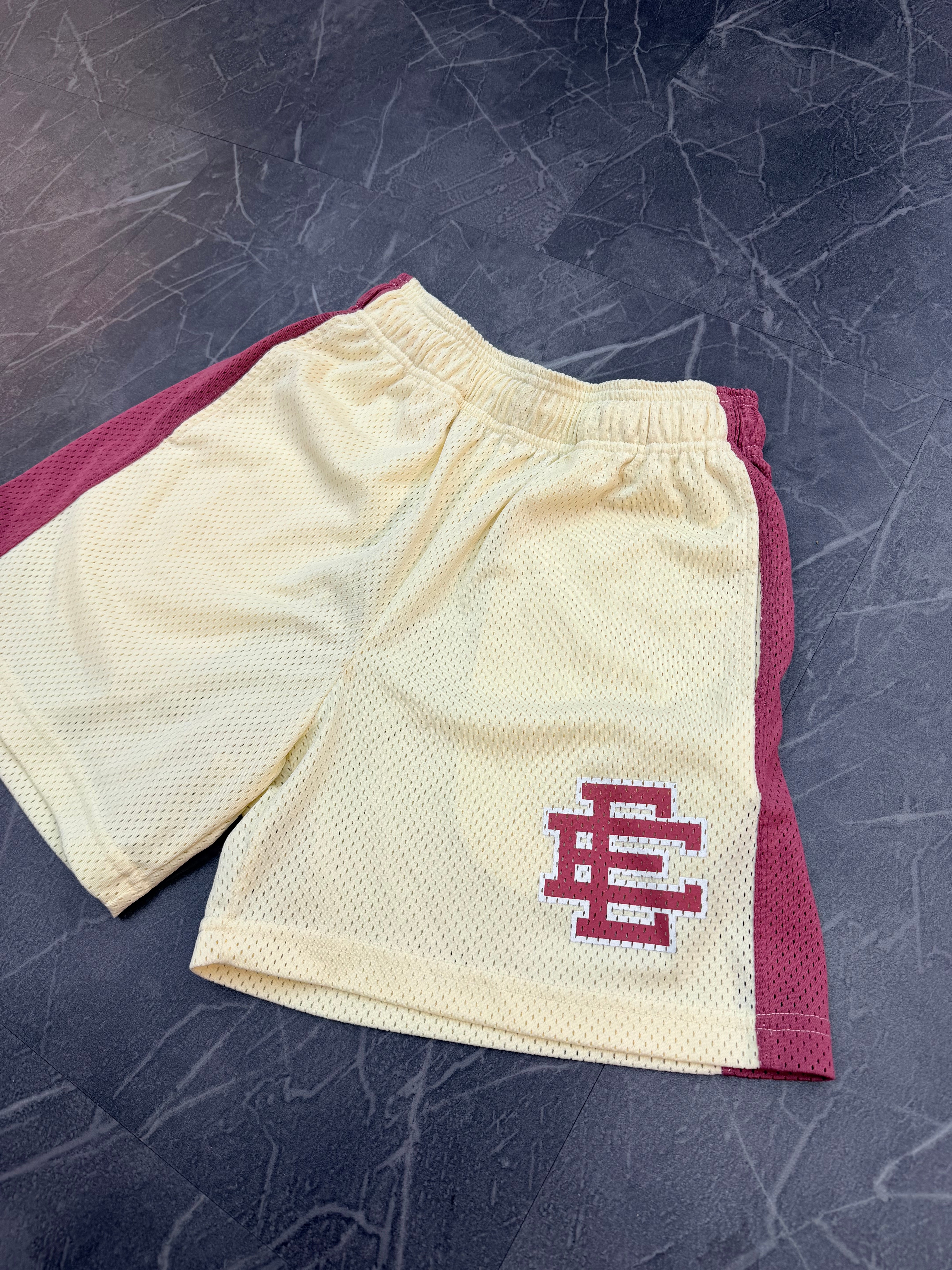 Eric Emanuel Shorts “Cream Maroon”